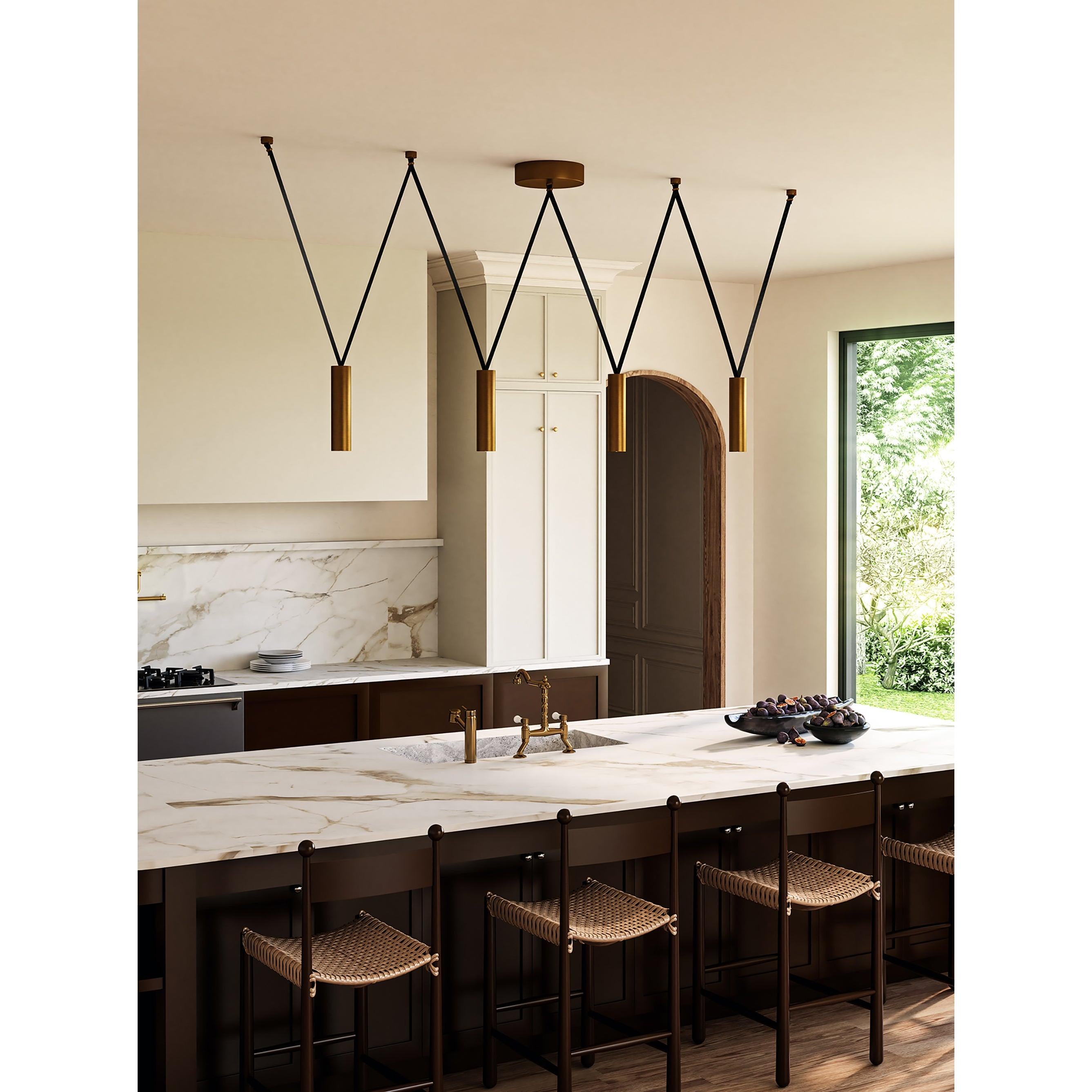 Mason 4-in Vintage Brass LED Linear Pendant