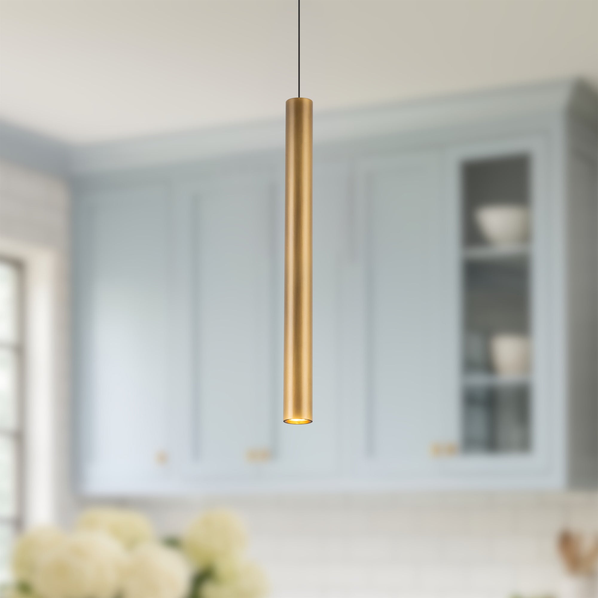 Mason 20-in Vintage Brass LED Pendant