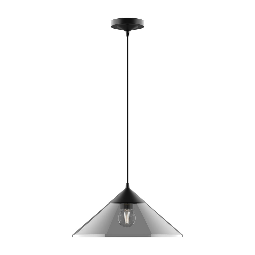 Alora Mood Lighting PD521015MBSM Pendant, 15-in 1 Light, Matte Black/Smoked