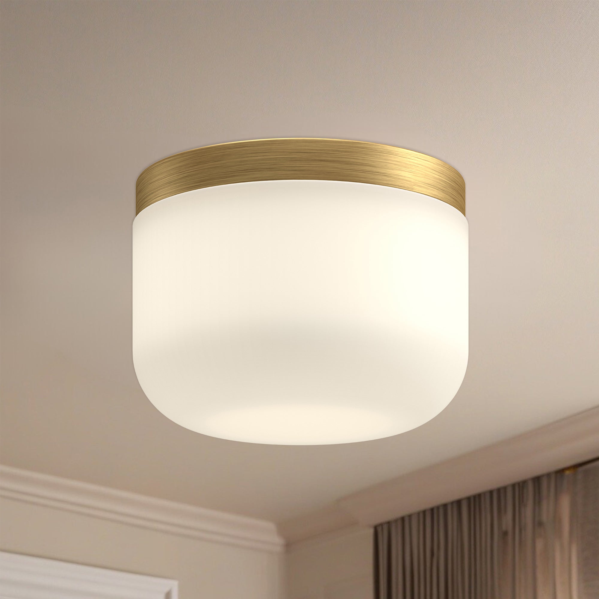 Mel 5-in Brushed Gold/Opal Glass LED Flush Mount