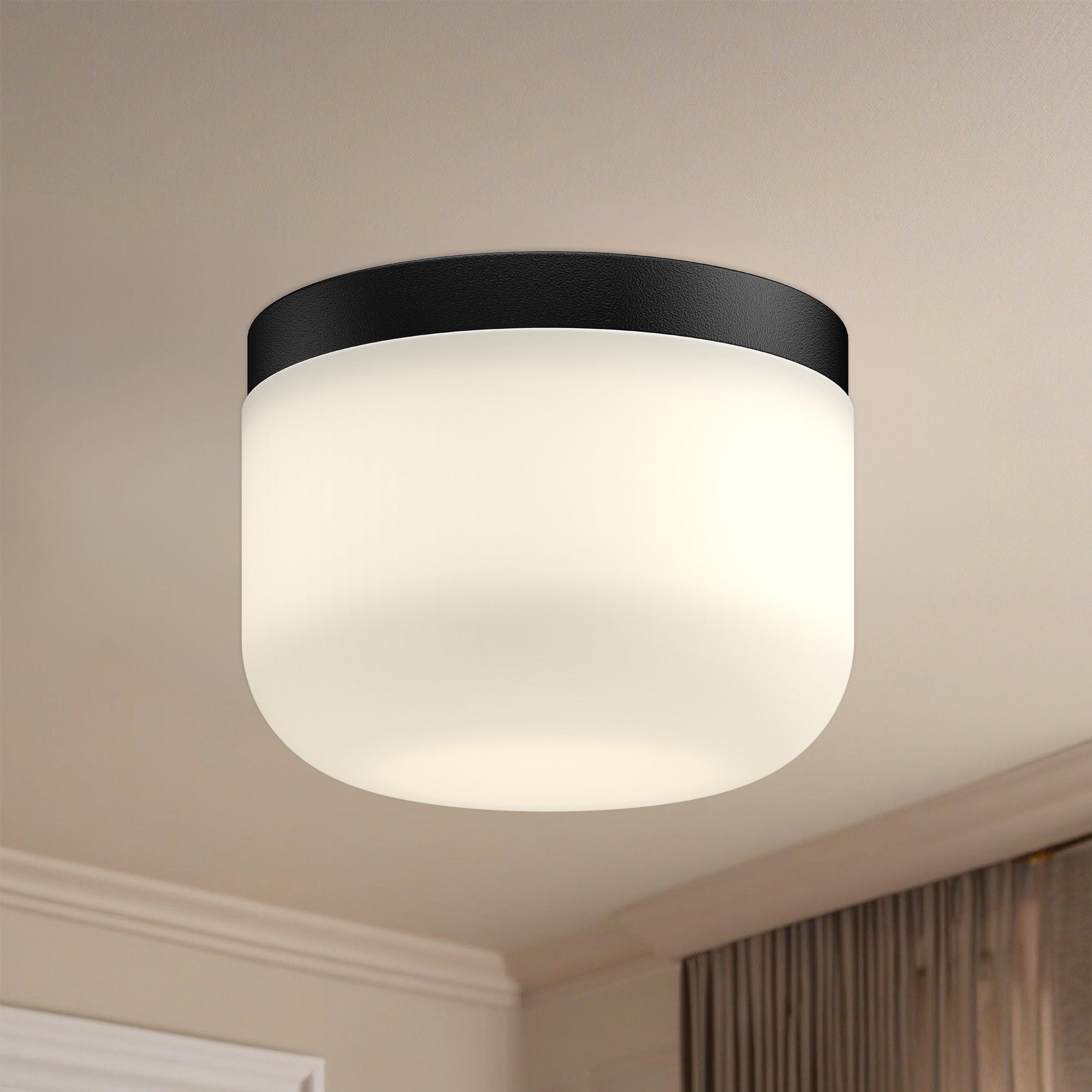 Mel 5-in Black/Opal Glass LED Flush Mount