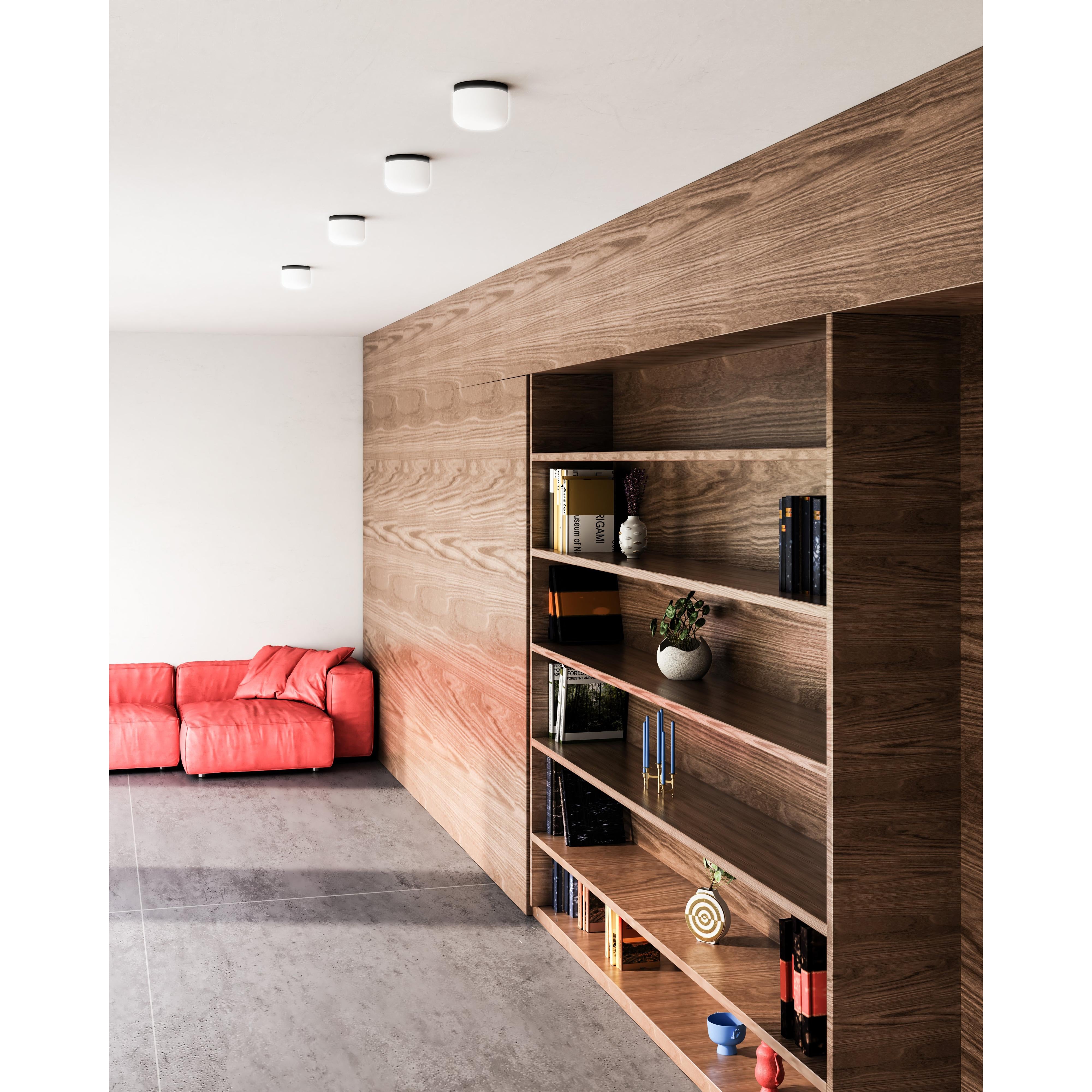 Mel 5-in Black/Opal Glass LED Flush Mount