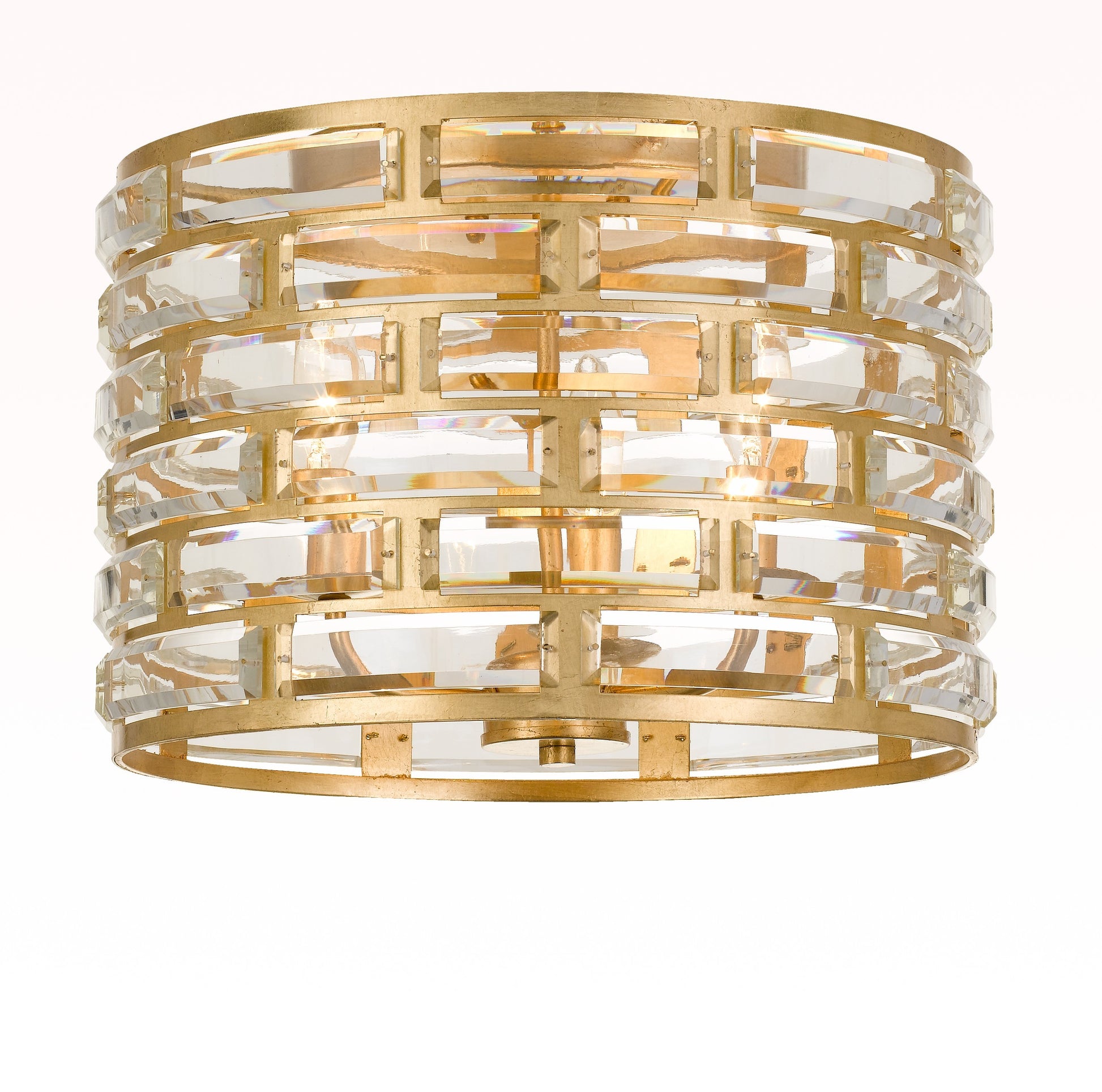 Crystorama Meridian MER-4863-GA – 15 Inch – 3 Light – Semi Flush Mount Light – Antique Gold – Damp Rated