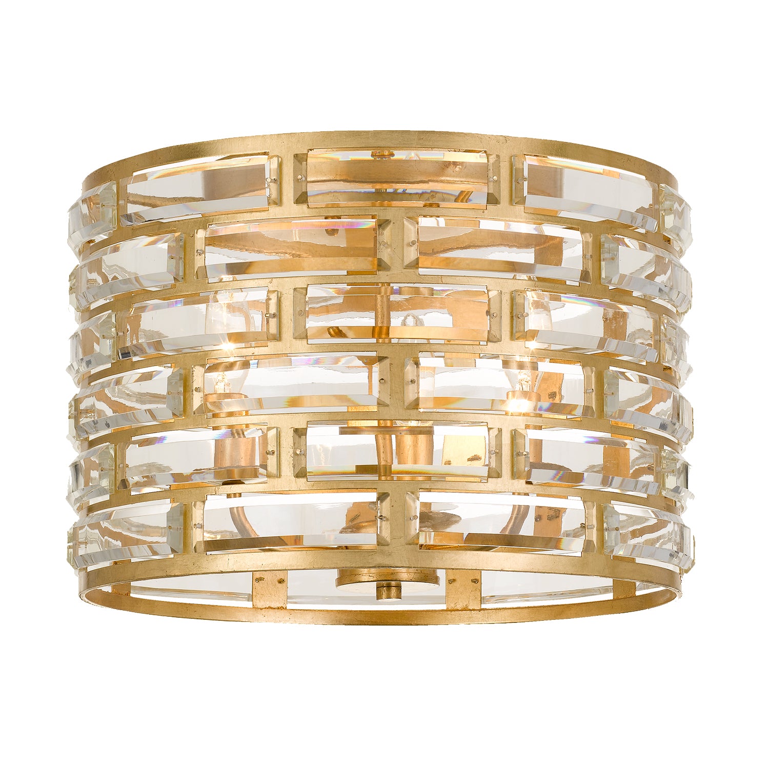 Crystorama Meridian MER-4863-GA – 15 Inch – 3 Light – Semi Flush Mount Light – Antique Gold – Damp Rated