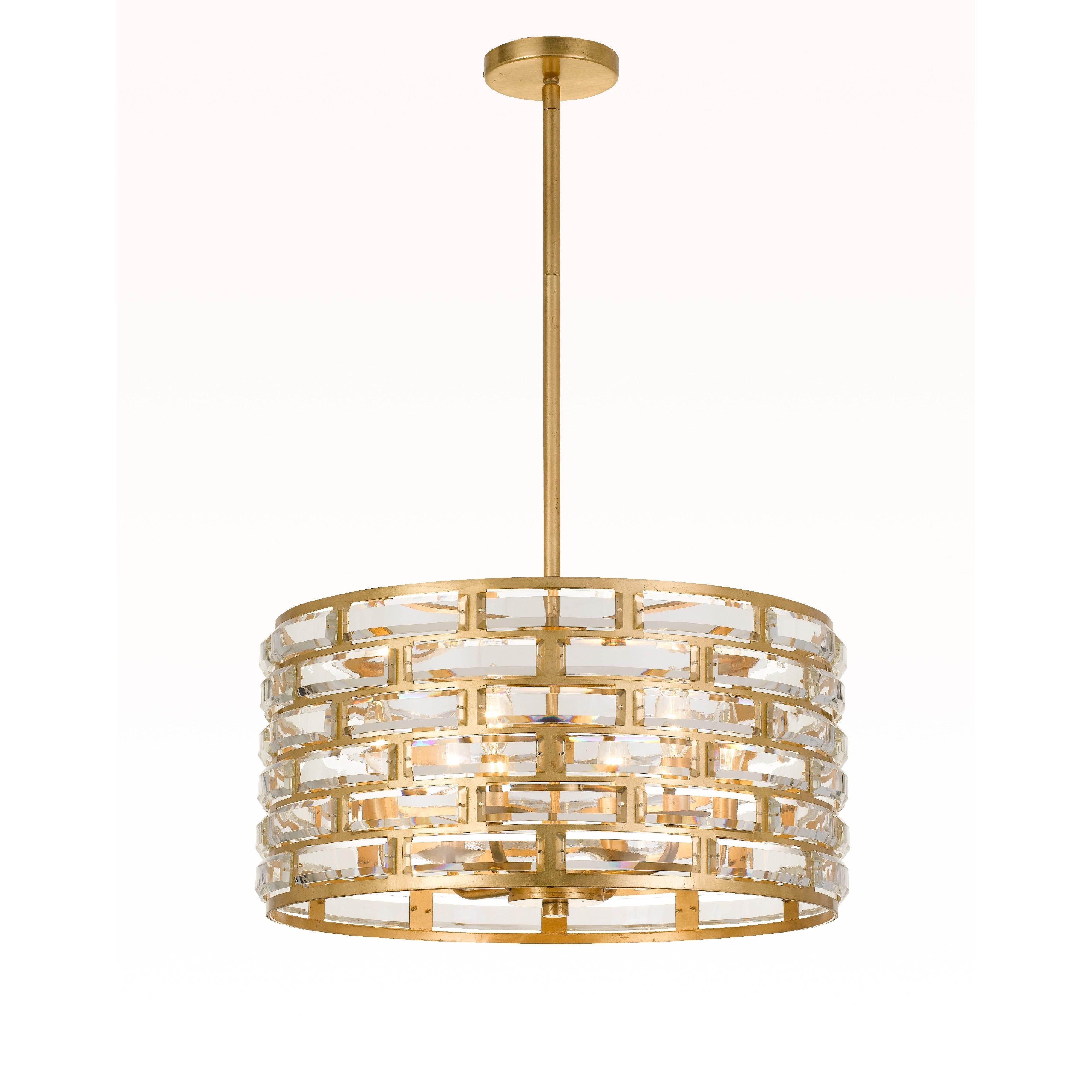 Crystorama Meridian MER-4866-GA – 20 Inch – 6 Light – Pendant Light – Antique Gold – Damp Rated