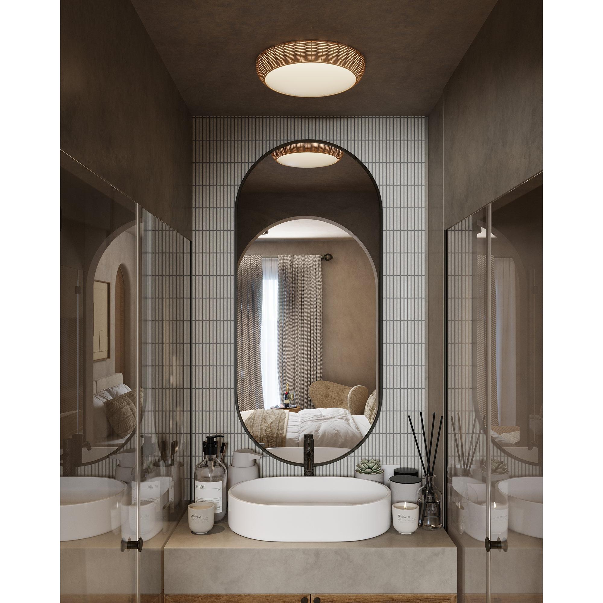 Merida 14-in Rattan Socket Flush Mount