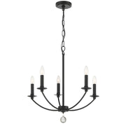 Crystorama Mila MIL-8005-BK – 23 Inch – 5 Light – Chandelier – Black – Damp Rated