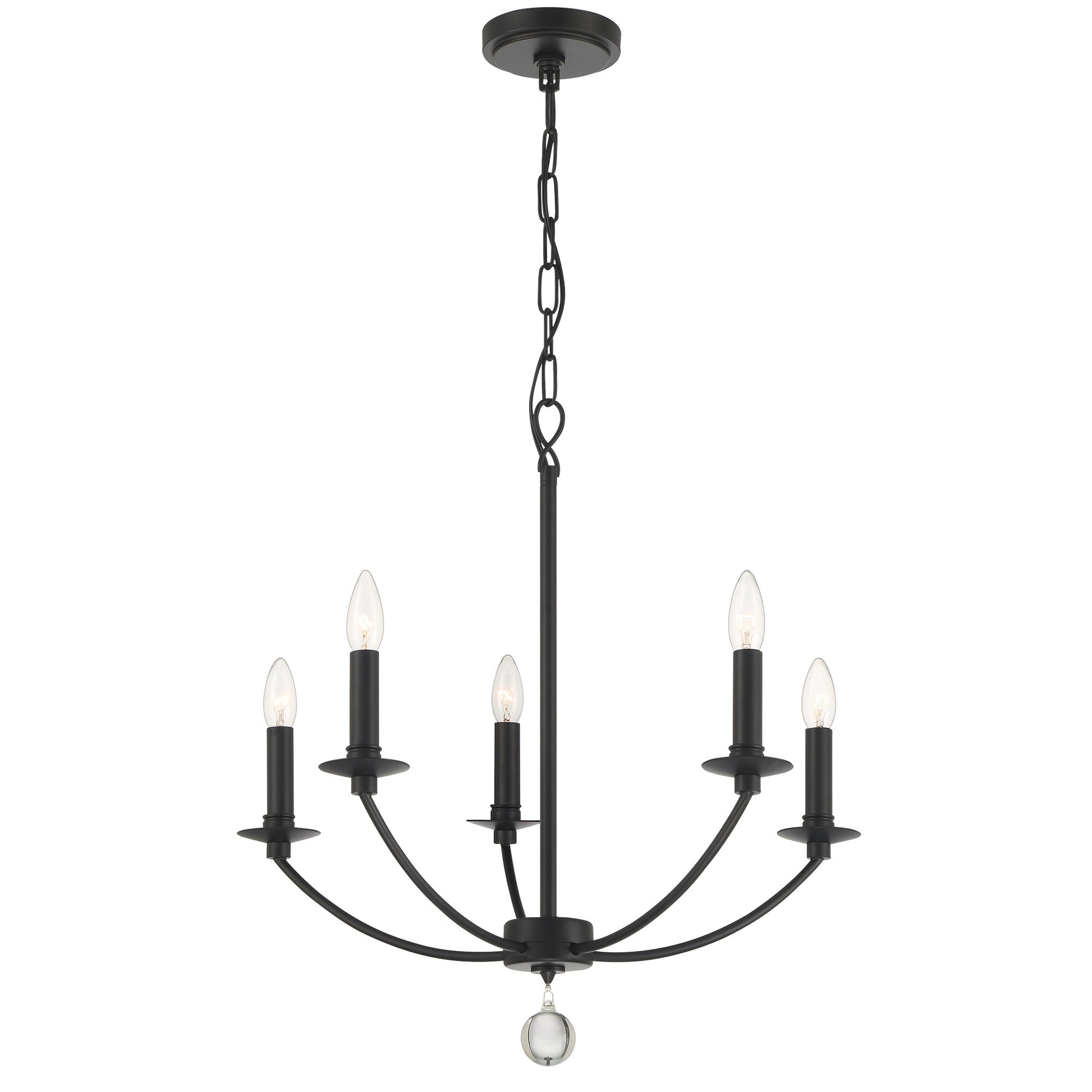 Crystorama Mila MIL-8005-BK – 23 Inch – 5 Light – Chandelier – Black – Damp Rated