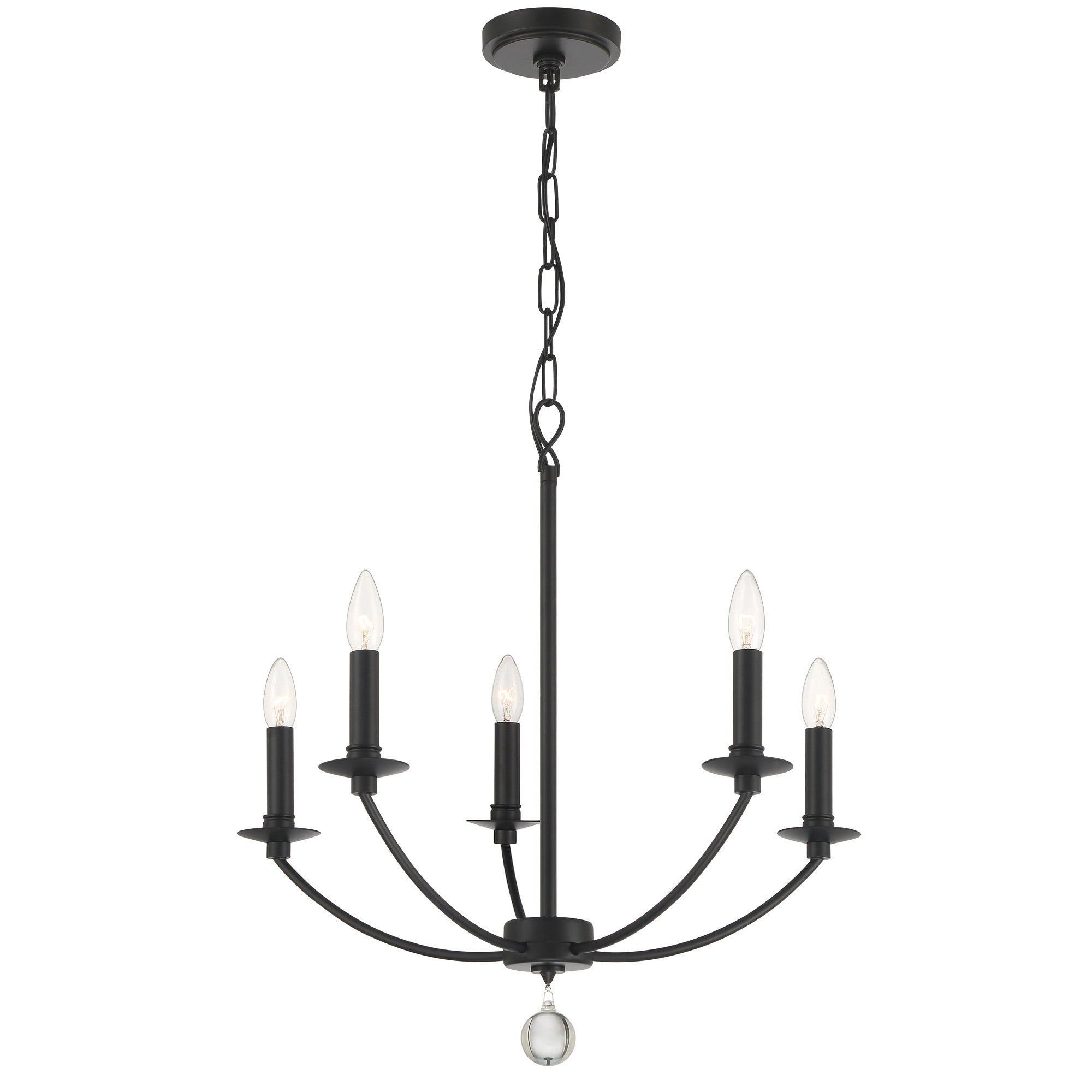 Crystorama Mila MIL-8005-BK – 23 Inch – 5 Light – Chandelier – Black – Damp Rated