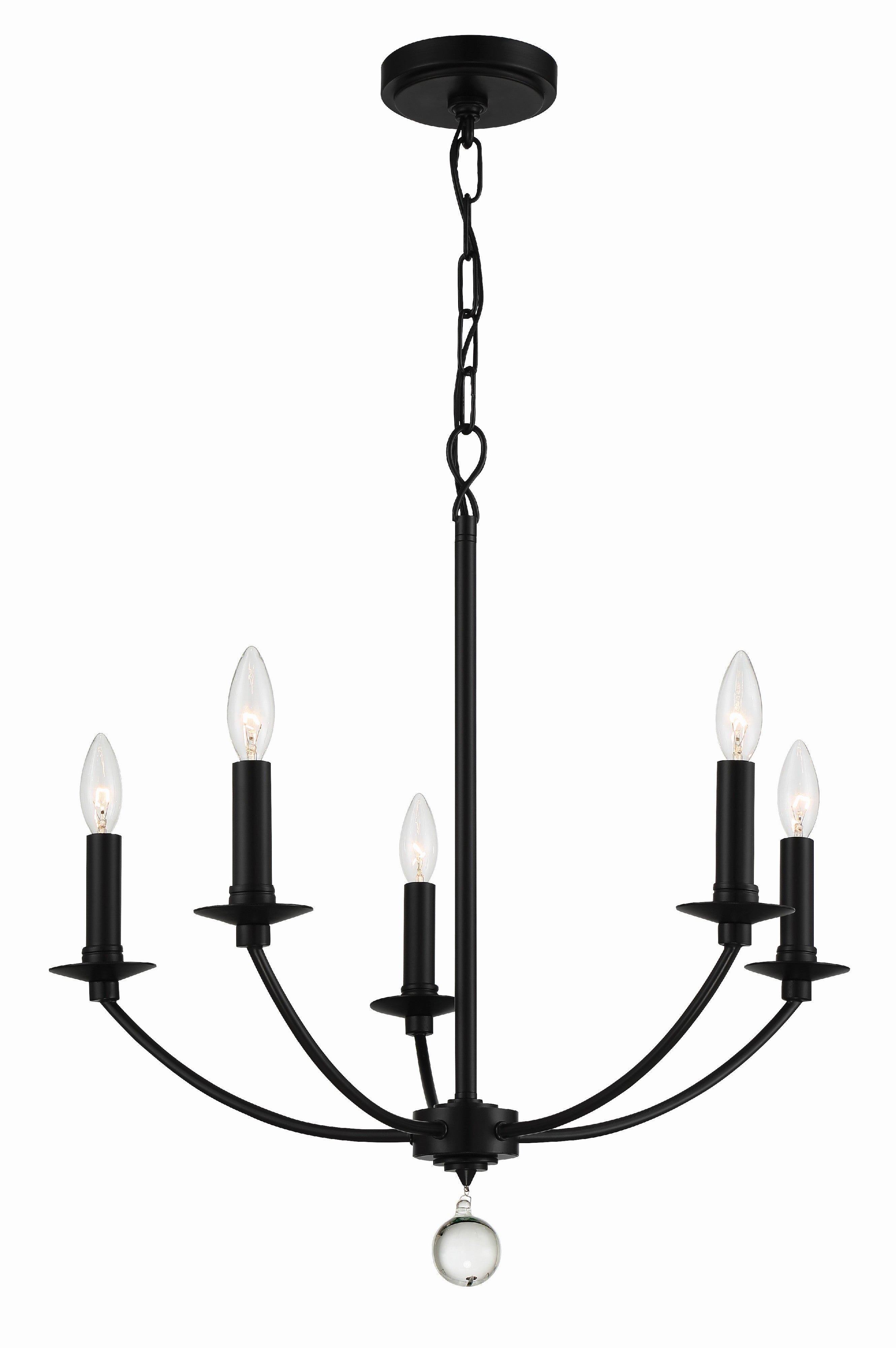 Crystorama Mila MIL-8005-BK – 23 Inch – 5 Light – Chandelier – Black – Damp Rated
