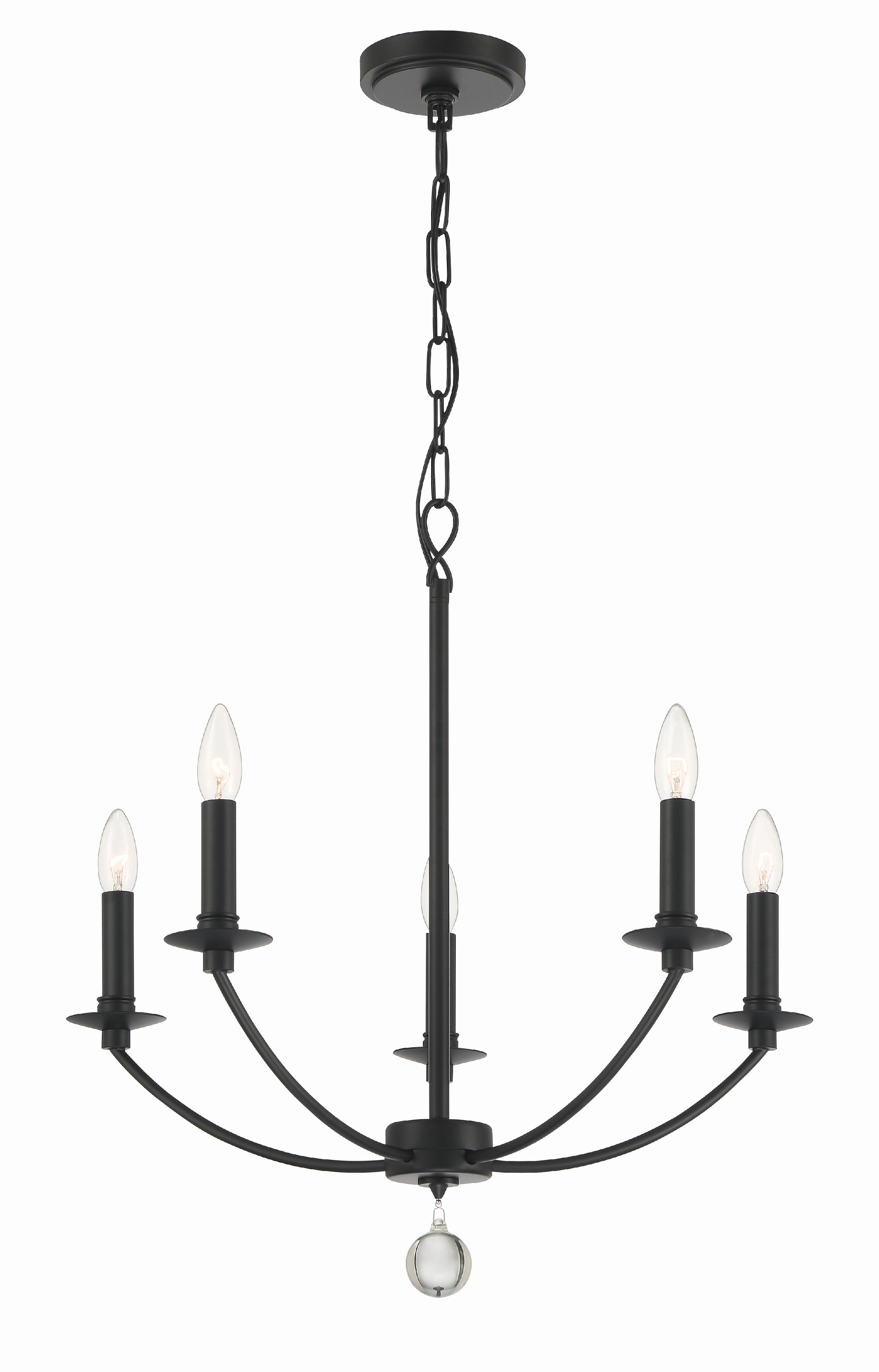 Crystorama Mila MIL-8005-BK – 23 Inch – 5 Light – Chandelier – Black – Damp Rated