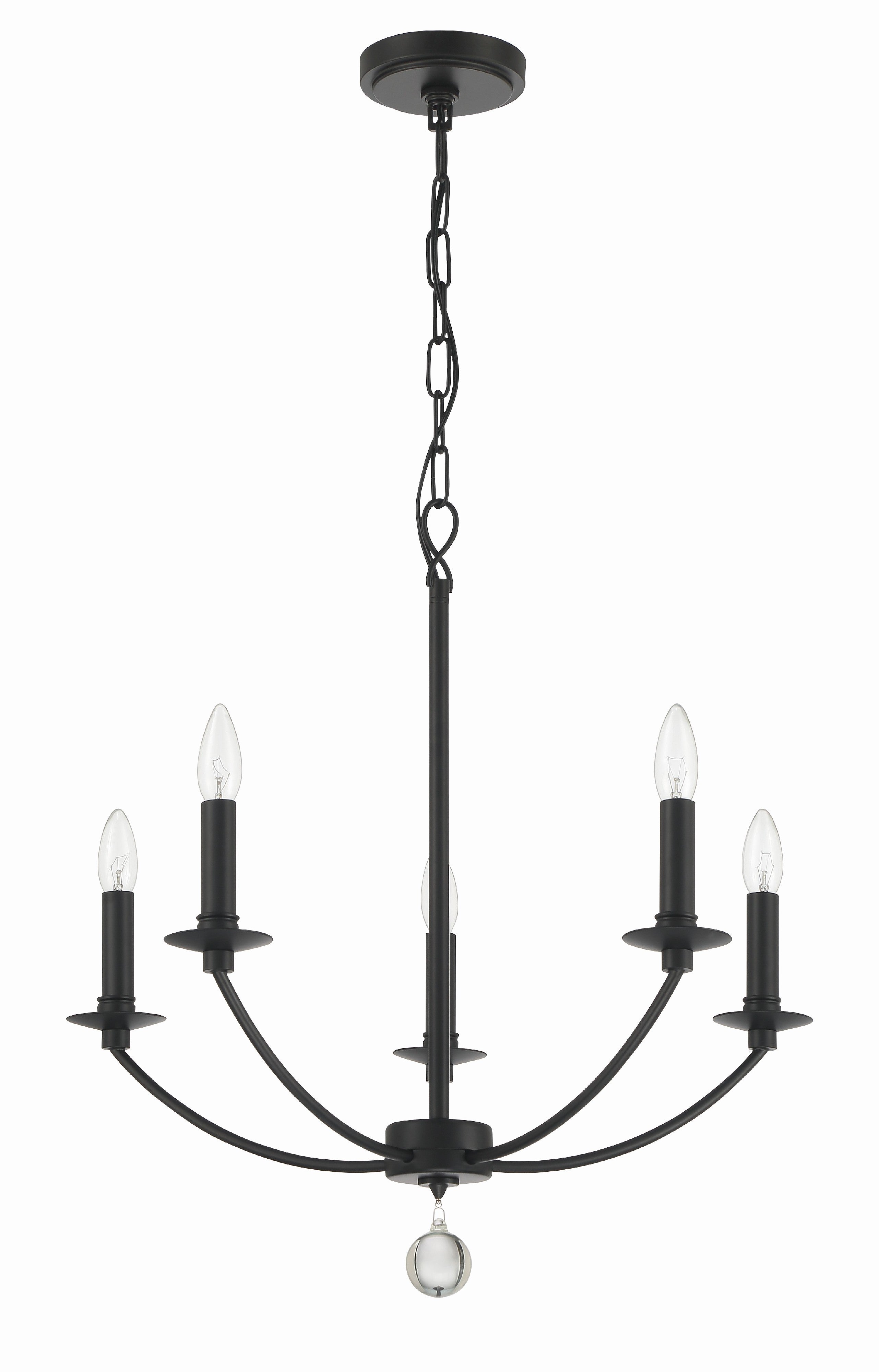 Crystorama Mila MIL-8005-BK – 23 Inch – 5 Light – Chandelier – Black – Damp Rated