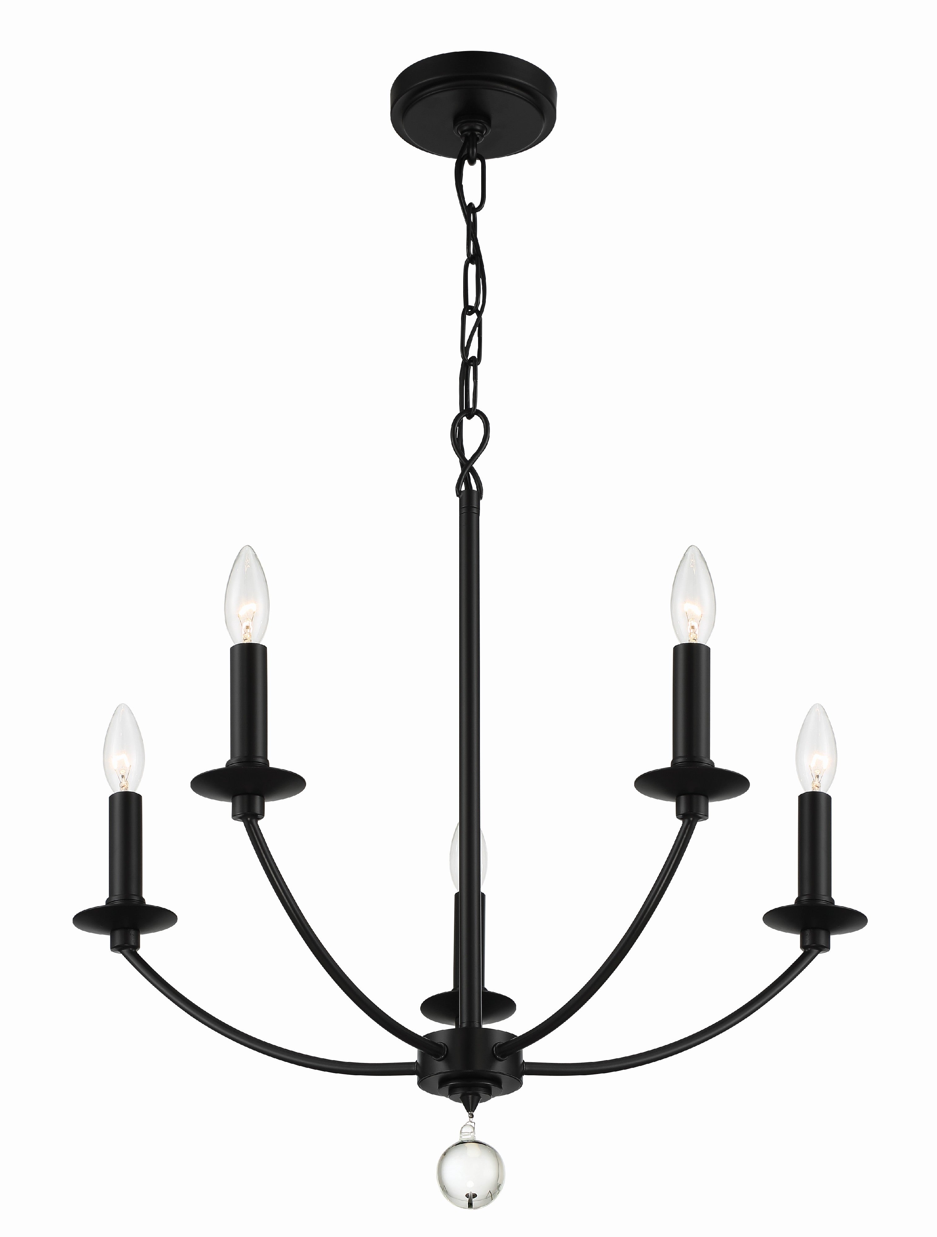 Crystorama Mila MIL-8005-BK – 23 Inch – 5 Light – Chandelier – Black – Damp Rated