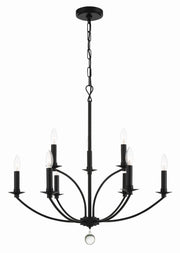Crystorama Mila MIL-8009-BK – 28 Inch – 9 Light – Chandelier – Black – Damp Rated
