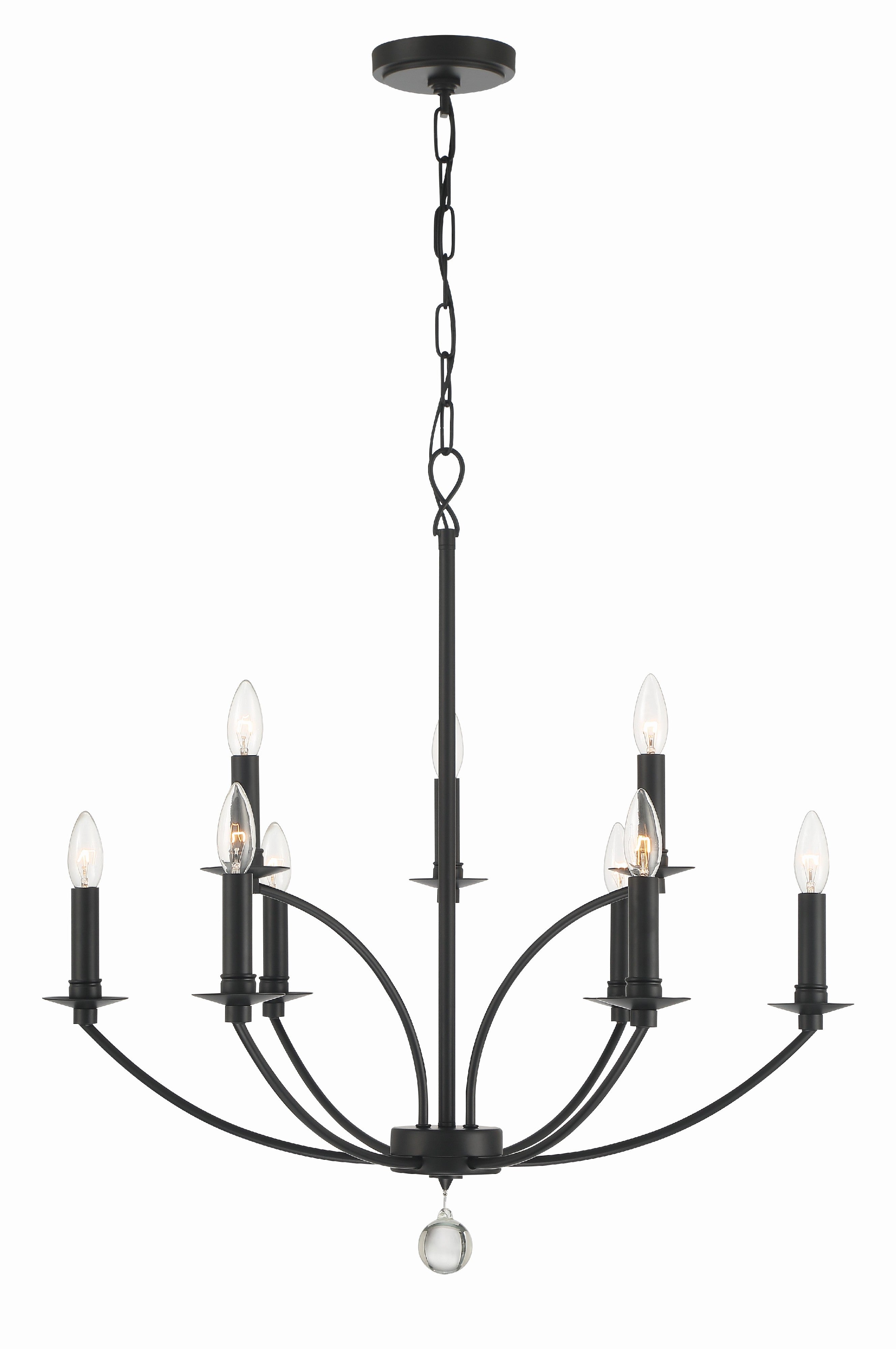 Crystorama Mila MIL-8009-BK – 28 Inch – 9 Light – Chandelier – Black – Damp Rated