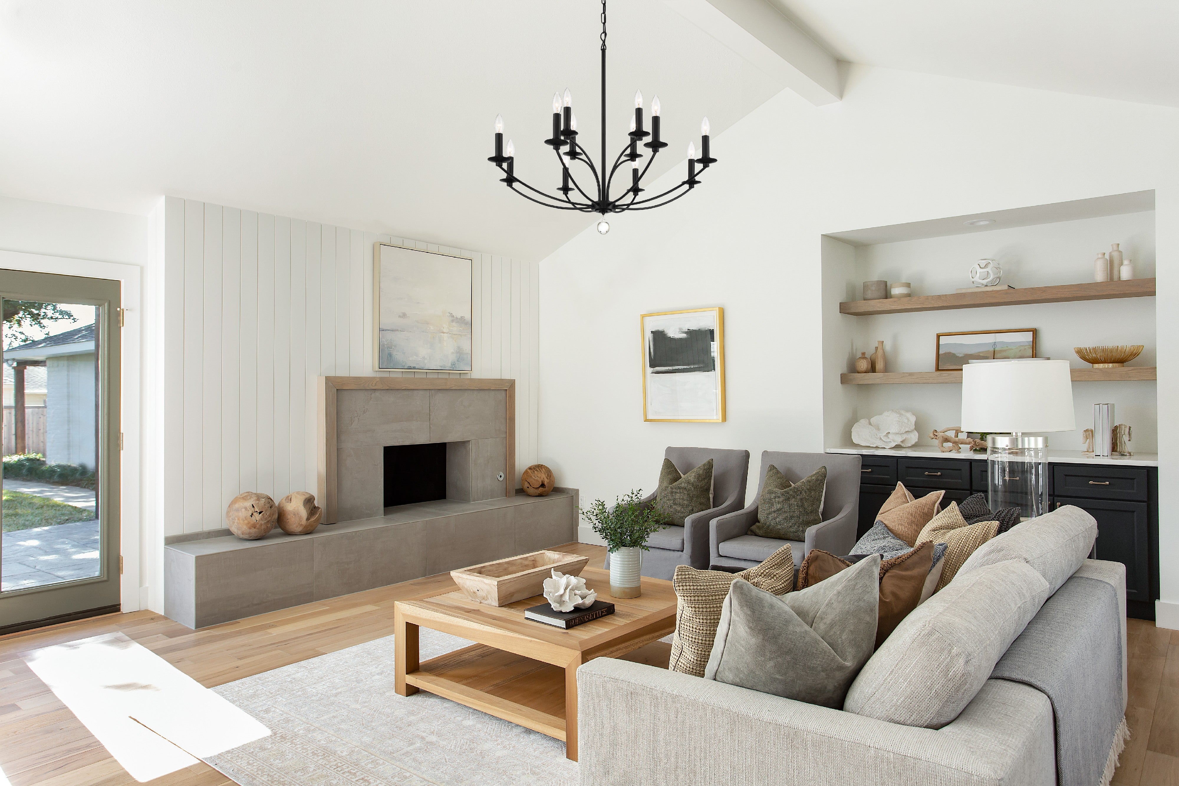 Crystorama Mila MIL-8012-BK – 32 Inch – 12 Light – Chandelier – Black – Damp Rated