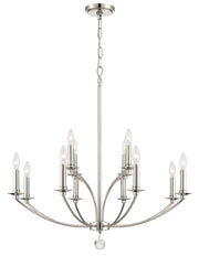 Crystorama Mila MIL-8012-PN – 32 Inch – 12 Light – Chandelier – Polished Nickel – Damp Rated