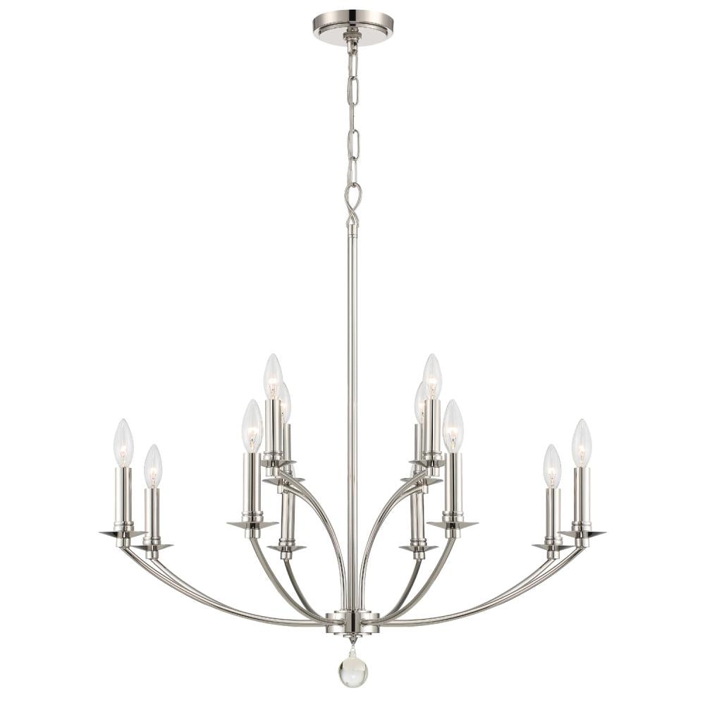 Mila 12 Light Polished Nickel Chandelier