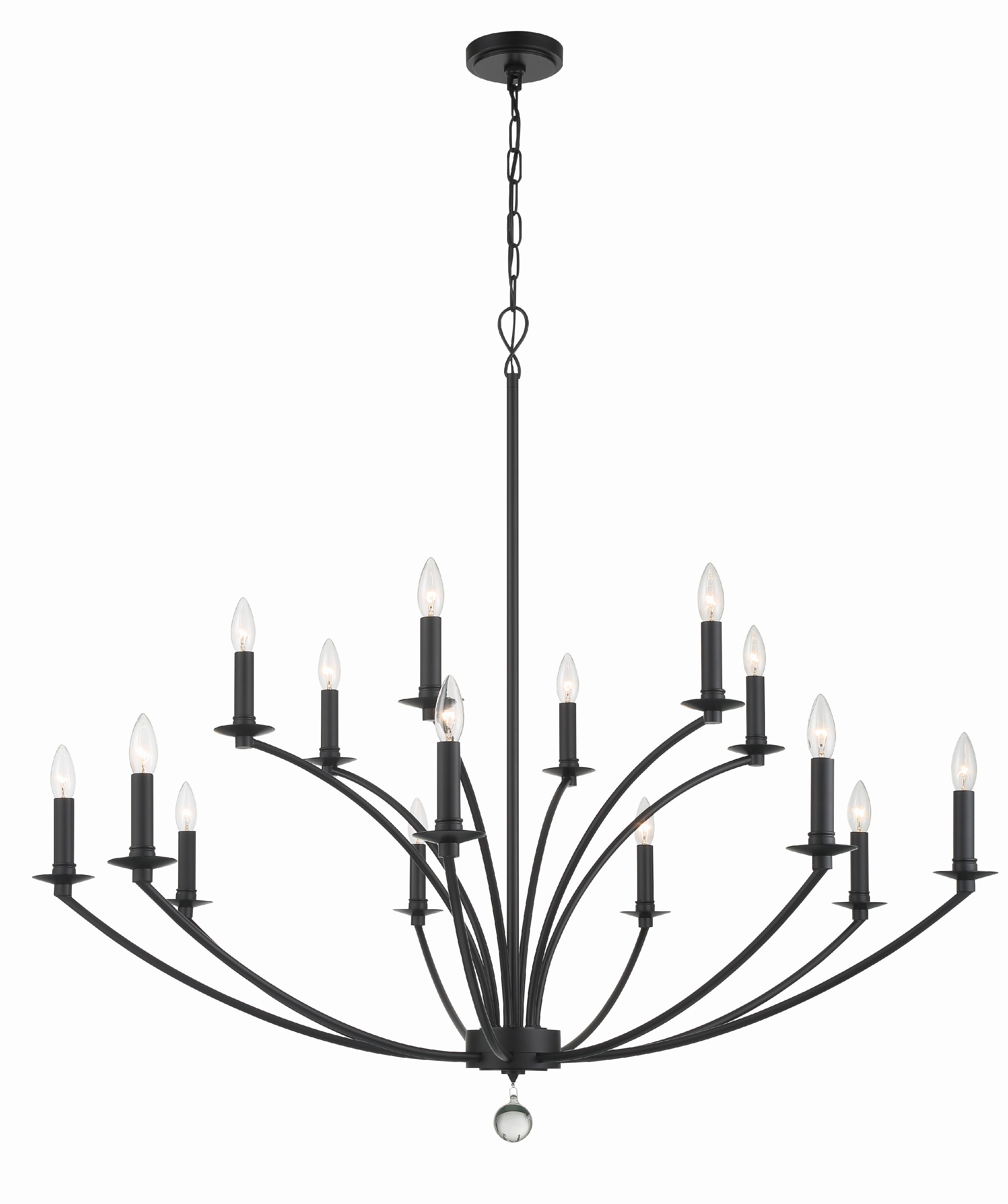 Crystorama Mila MIL-8015-BK – 48 Inch – 15 Light – Chandelier – Black – Dry Rated