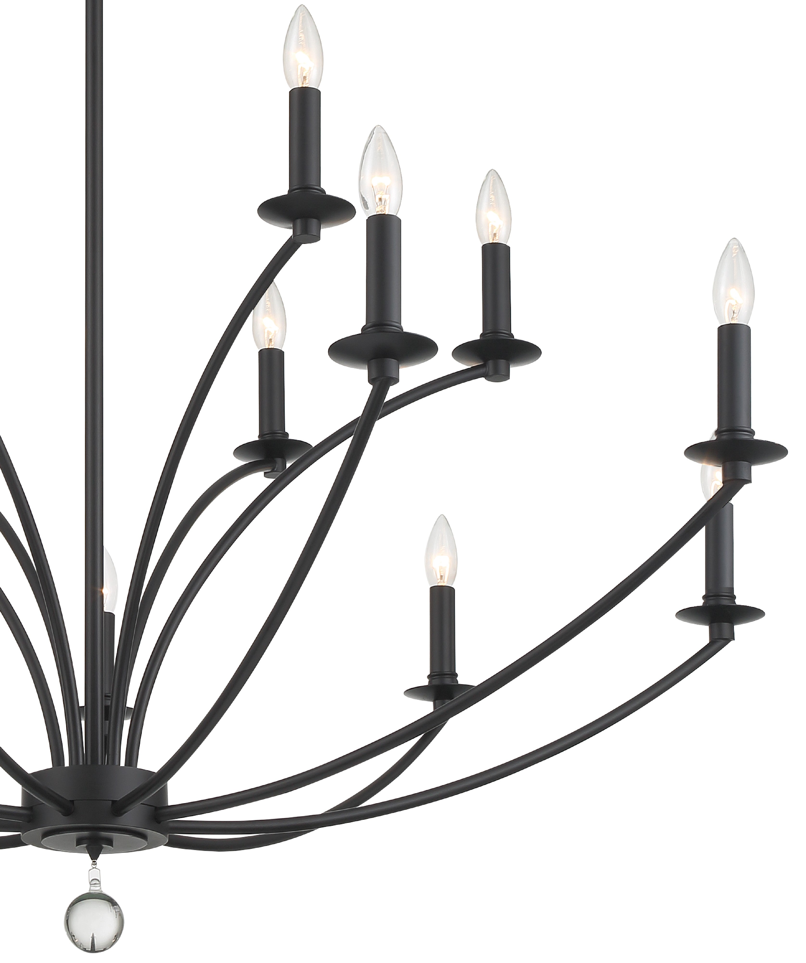 Crystorama Mila MIL-8015-BK – 48 Inch – 15 Light – Chandelier – Black – Dry Rated