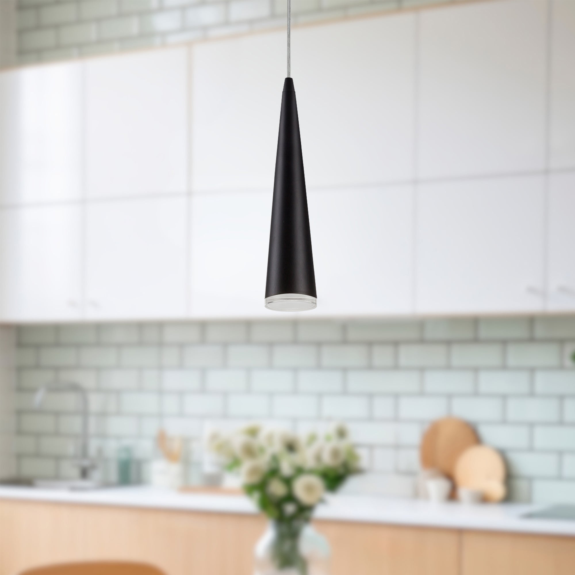 Mina 12-in Black LED Pendant