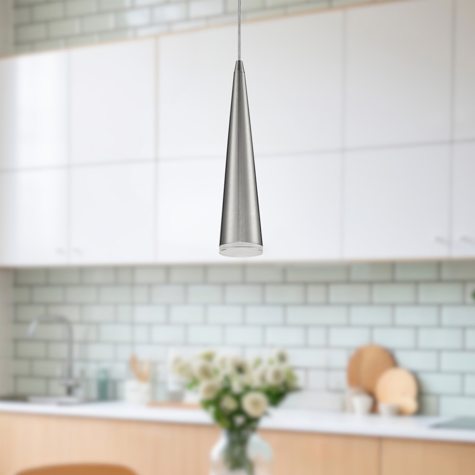 Mina 12-in Brushed Nickel LED Pendant