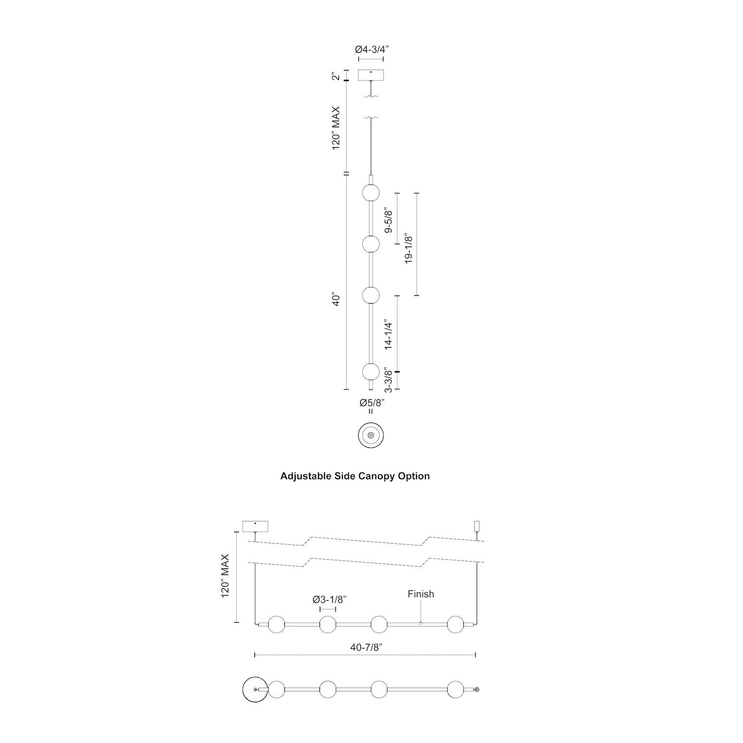 Misaki 40-in Black LED Pendant