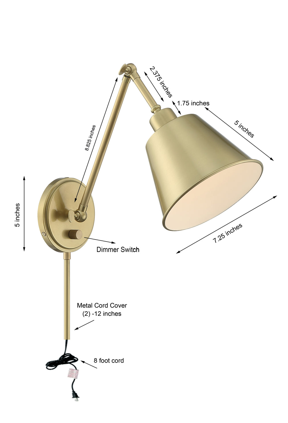 Crystorama Lighting MIT-A8020-AG Wall Sconce, UL Damp Rated, Aged Brass