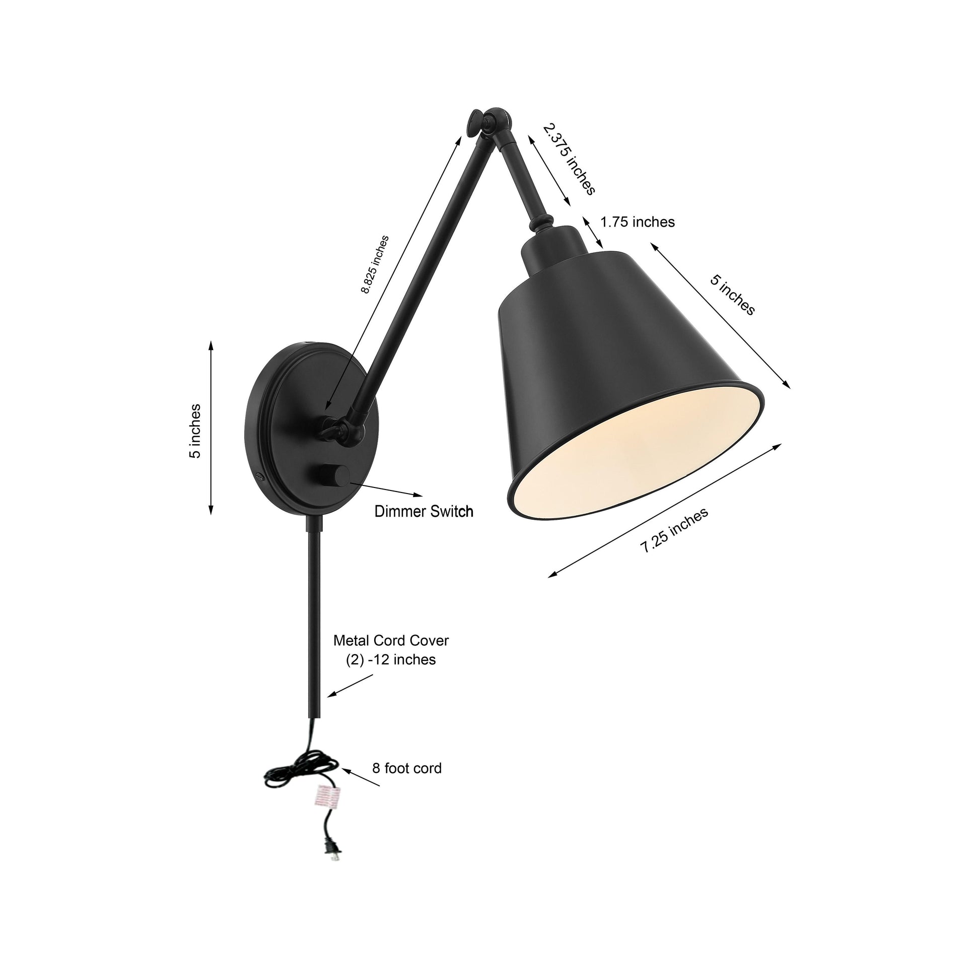 Crystorama Mitchell MIT-A8020-MK – 7.25 Inch – 1 Light – Sconce – Matte Black – Damp Rated