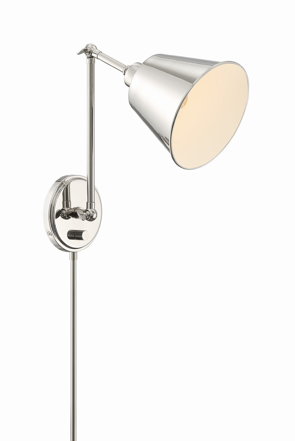 Crystorama Lighting CrystoramaMIT-A8020-PN Task Sconce, UL Damp Rated, Polished Nickel