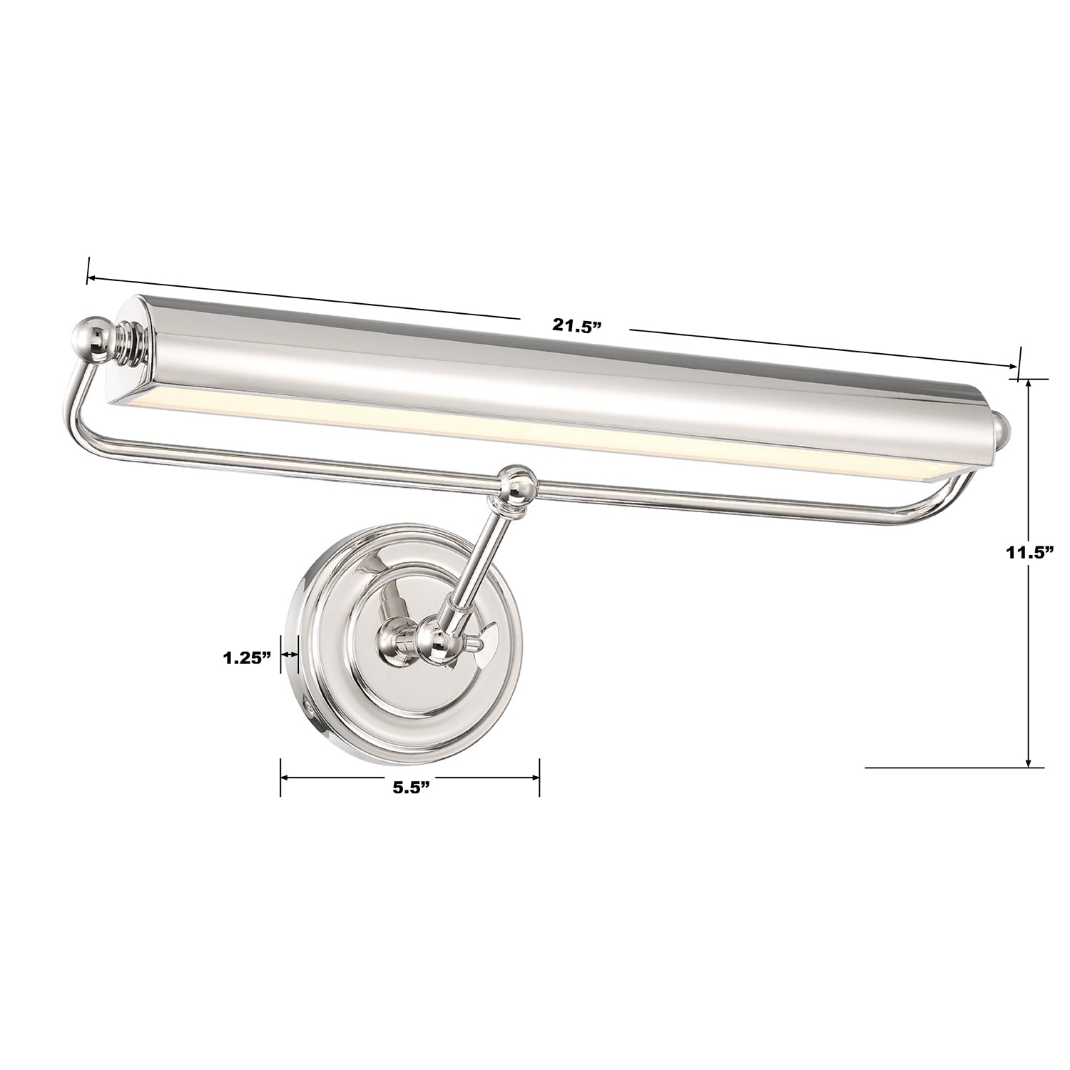 Crystorama Miller MLR-202-PN – 21.5 Inch – Picture Light – Polished Nickel – Damp Rated