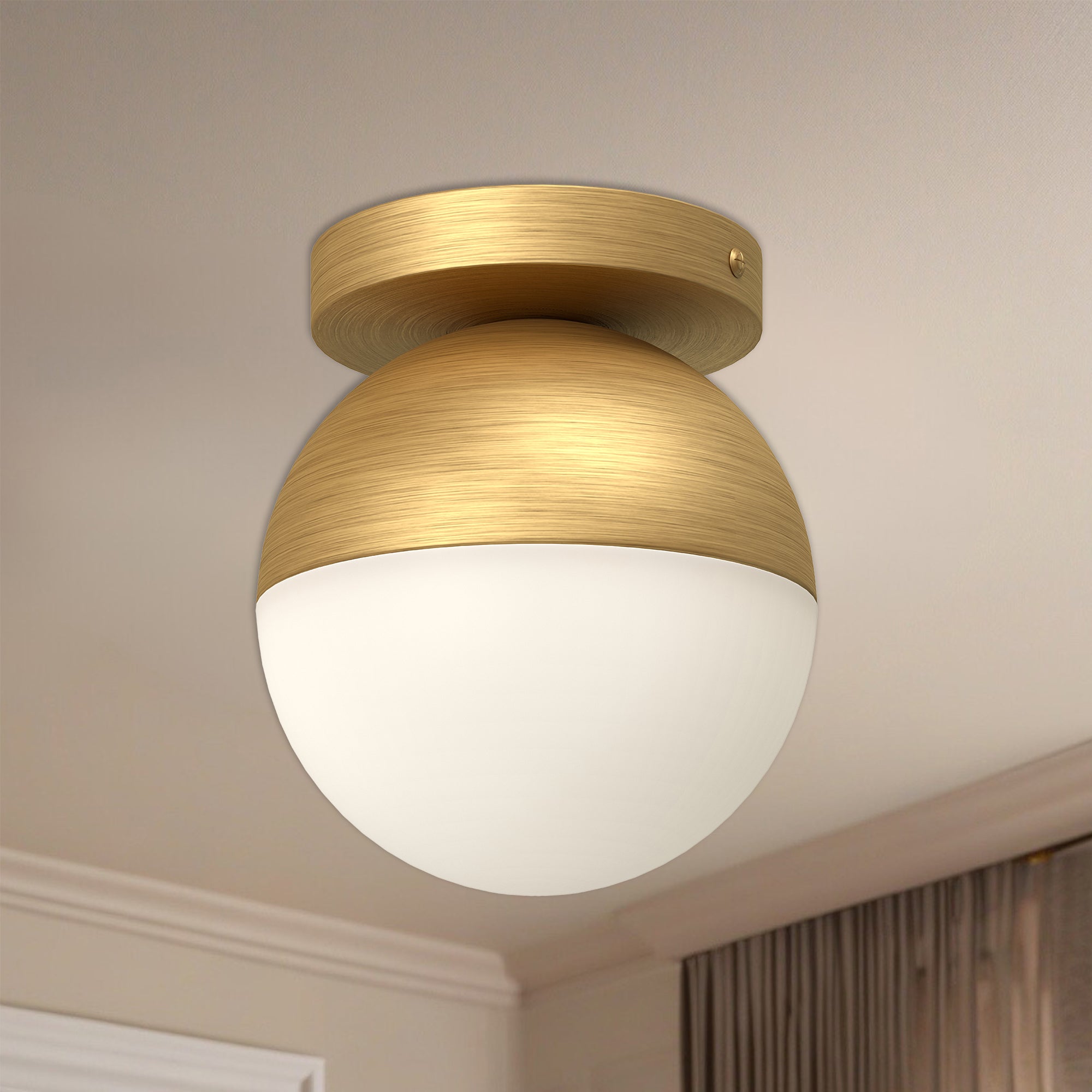 Monae 6-in Brushed Gold/Opal Glass 1 Light Flush Mount