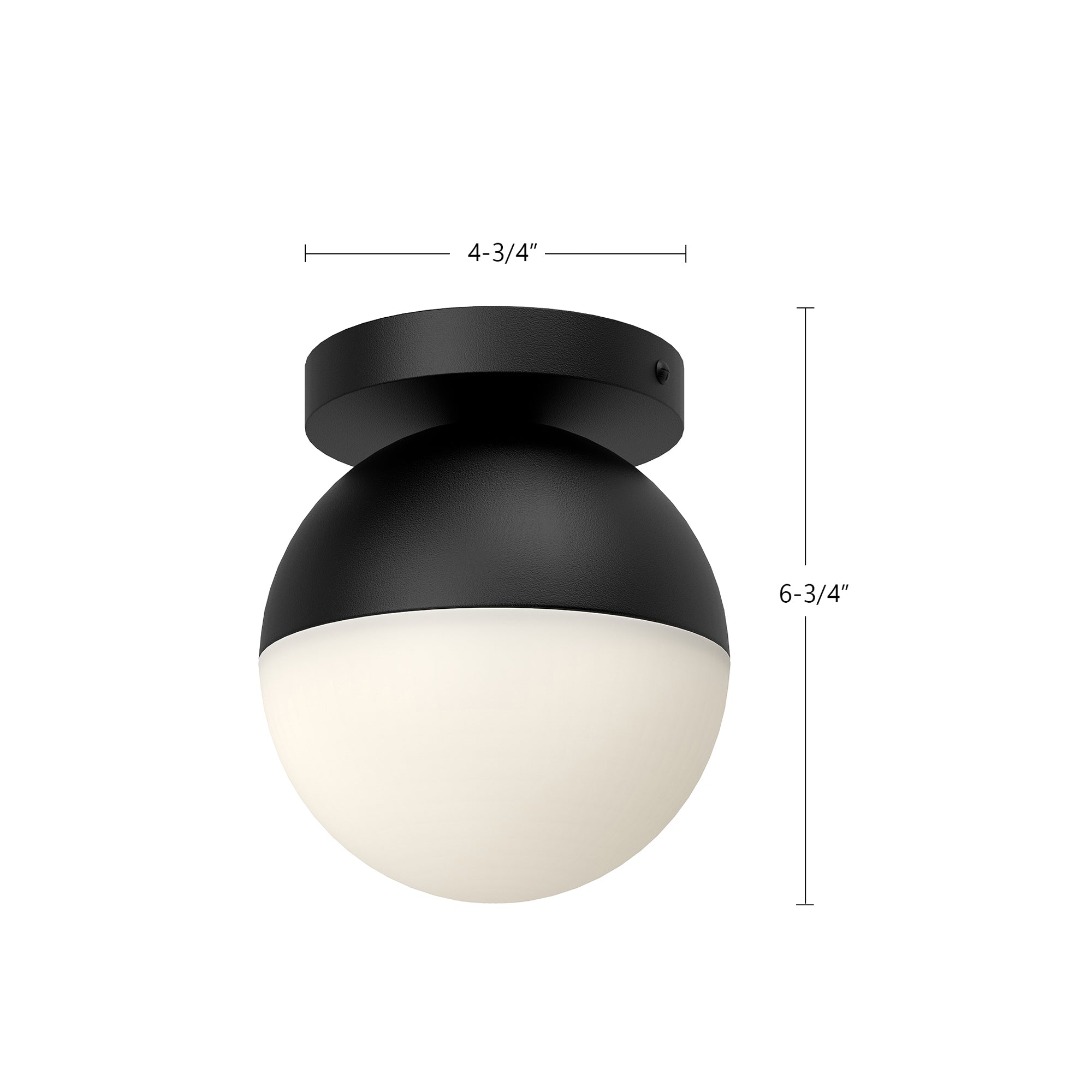Monae 6-in Black/Opal Glass 1 Light Flush Mount