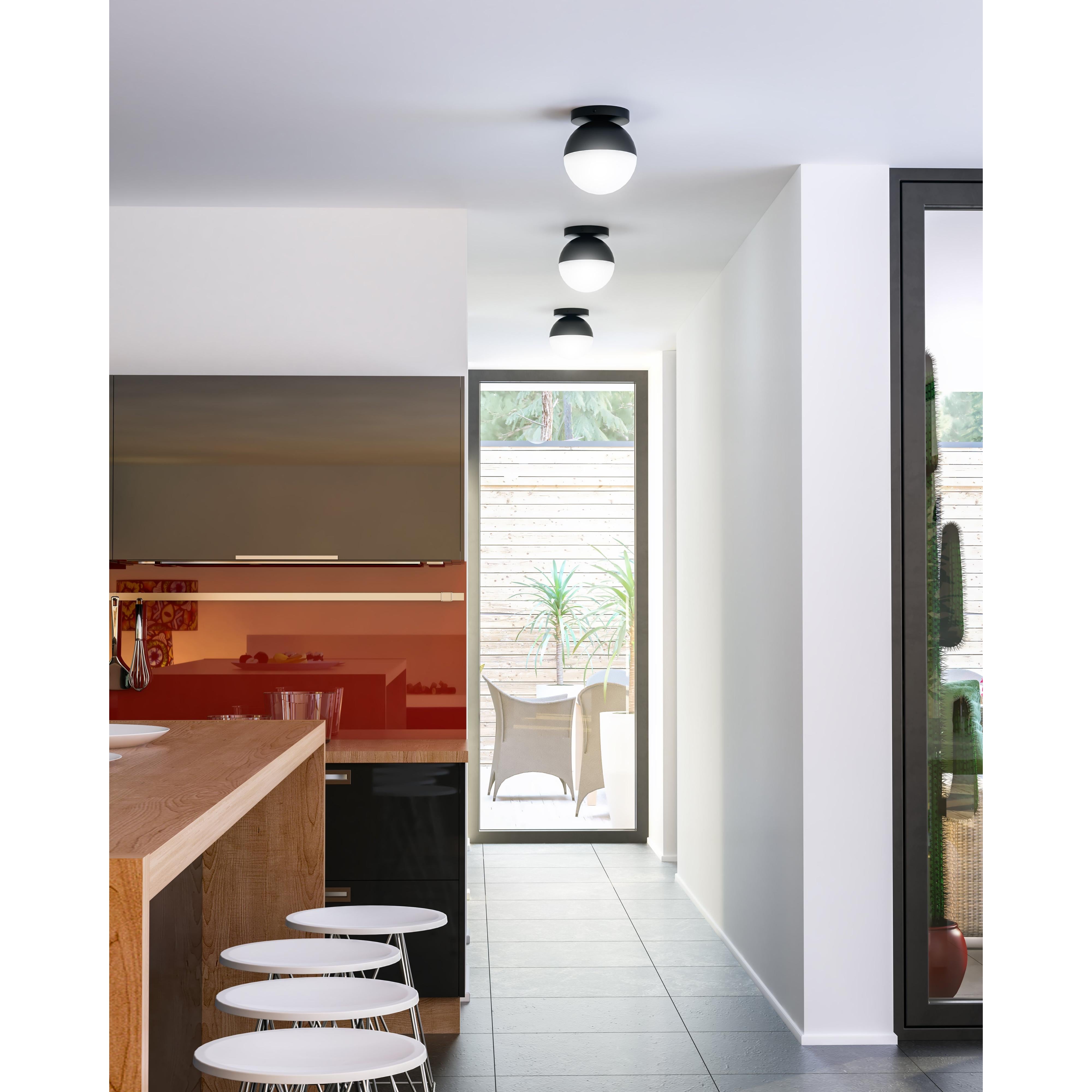 Monae 6-in Black/Opal Glass 1 Light Flush Mount