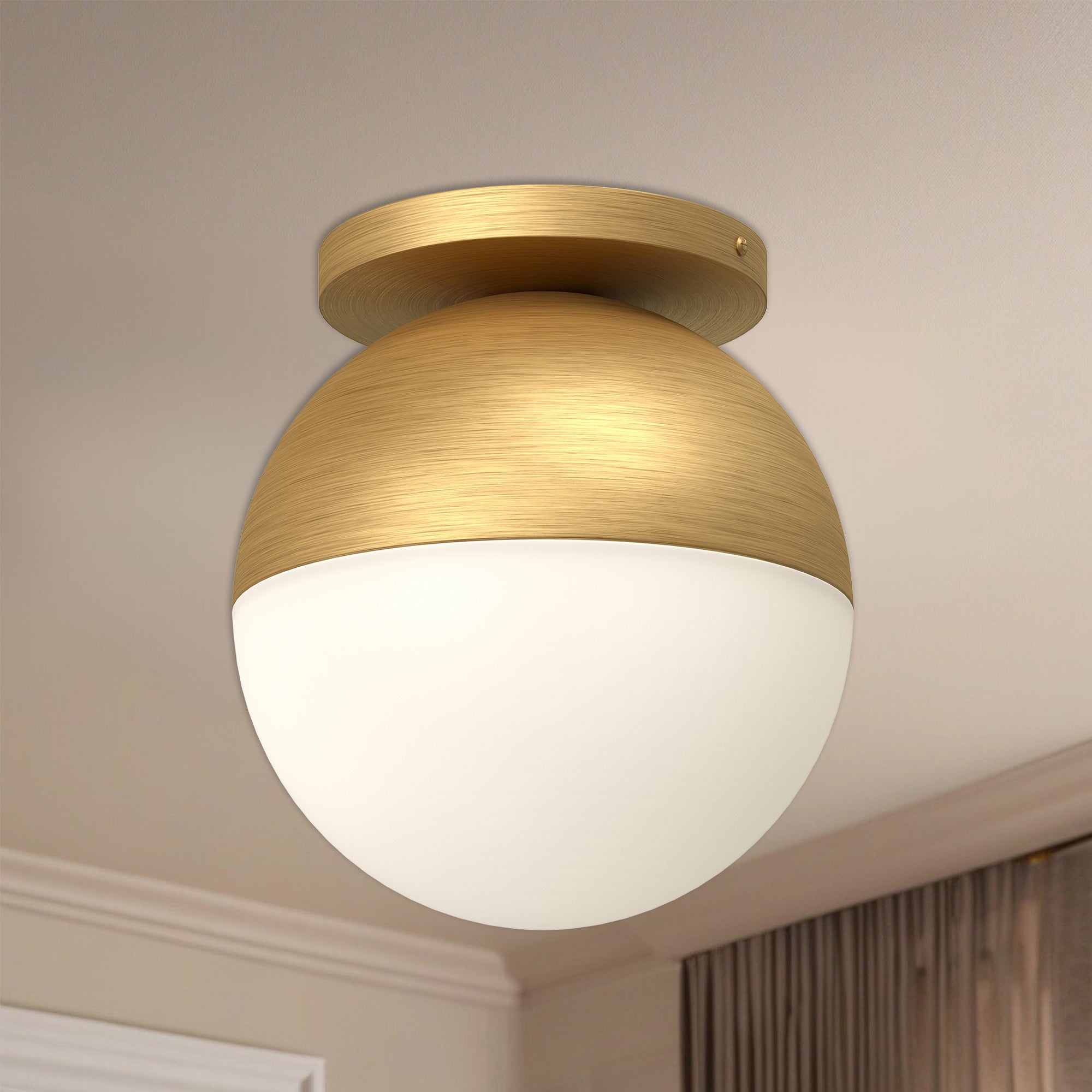 Monae 10-in Brushed Gold/Opal Glass 1 Light Flush Mount