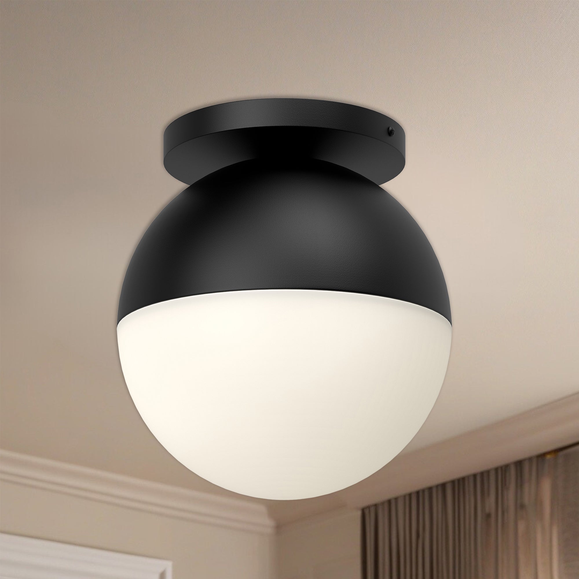 Monae 10-in Black/Opal Glass 1 Light Flush Mount