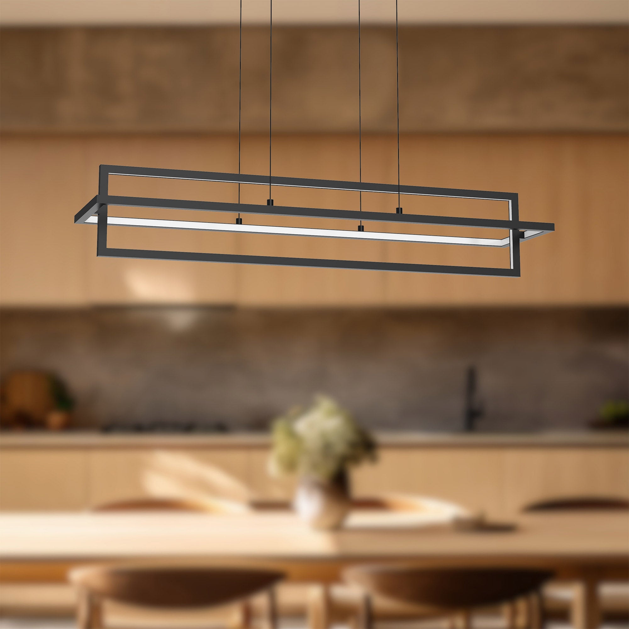 Mondrian 36-in Black LED Linear Pendant
