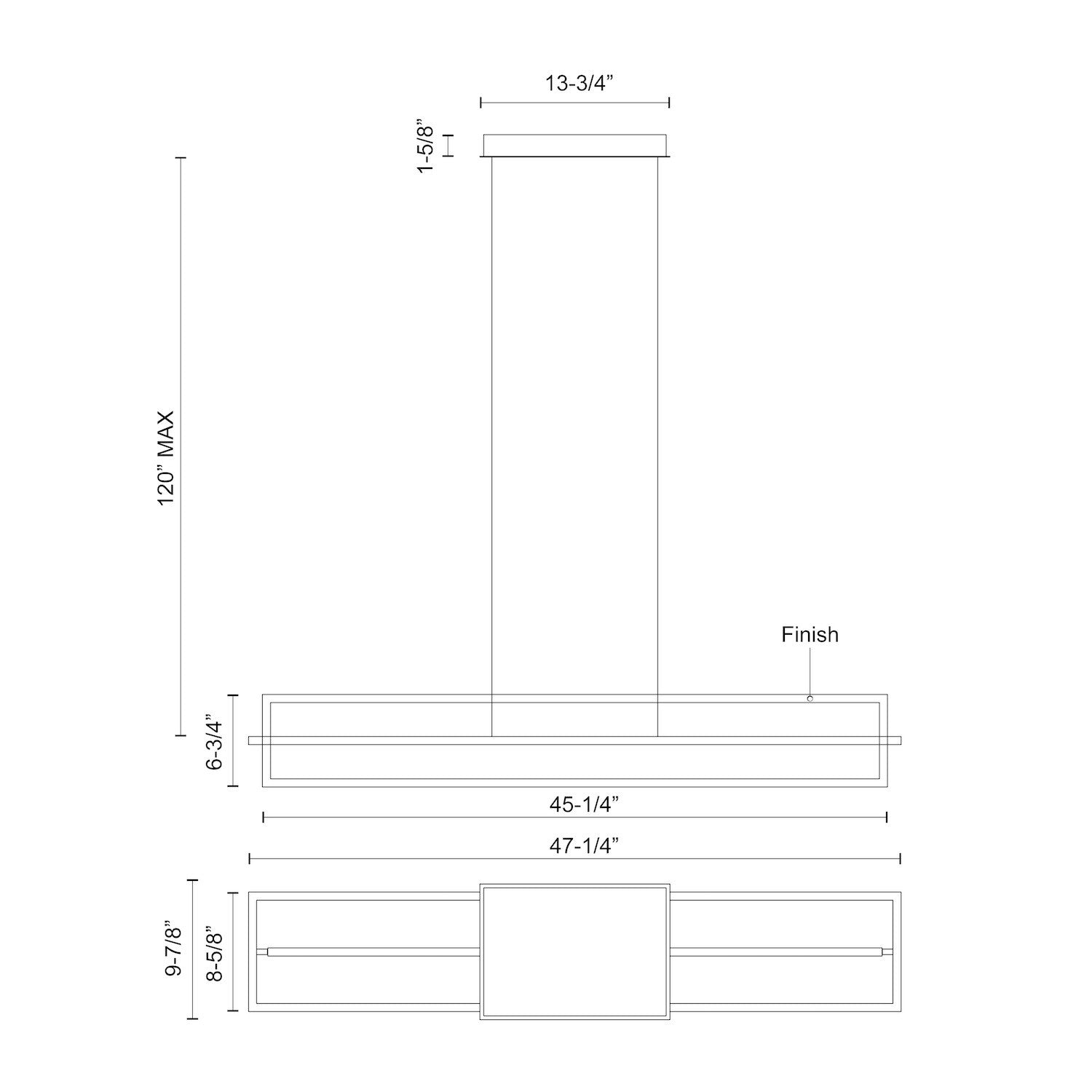 Mondrian 48-in Black LED Linear Pendant