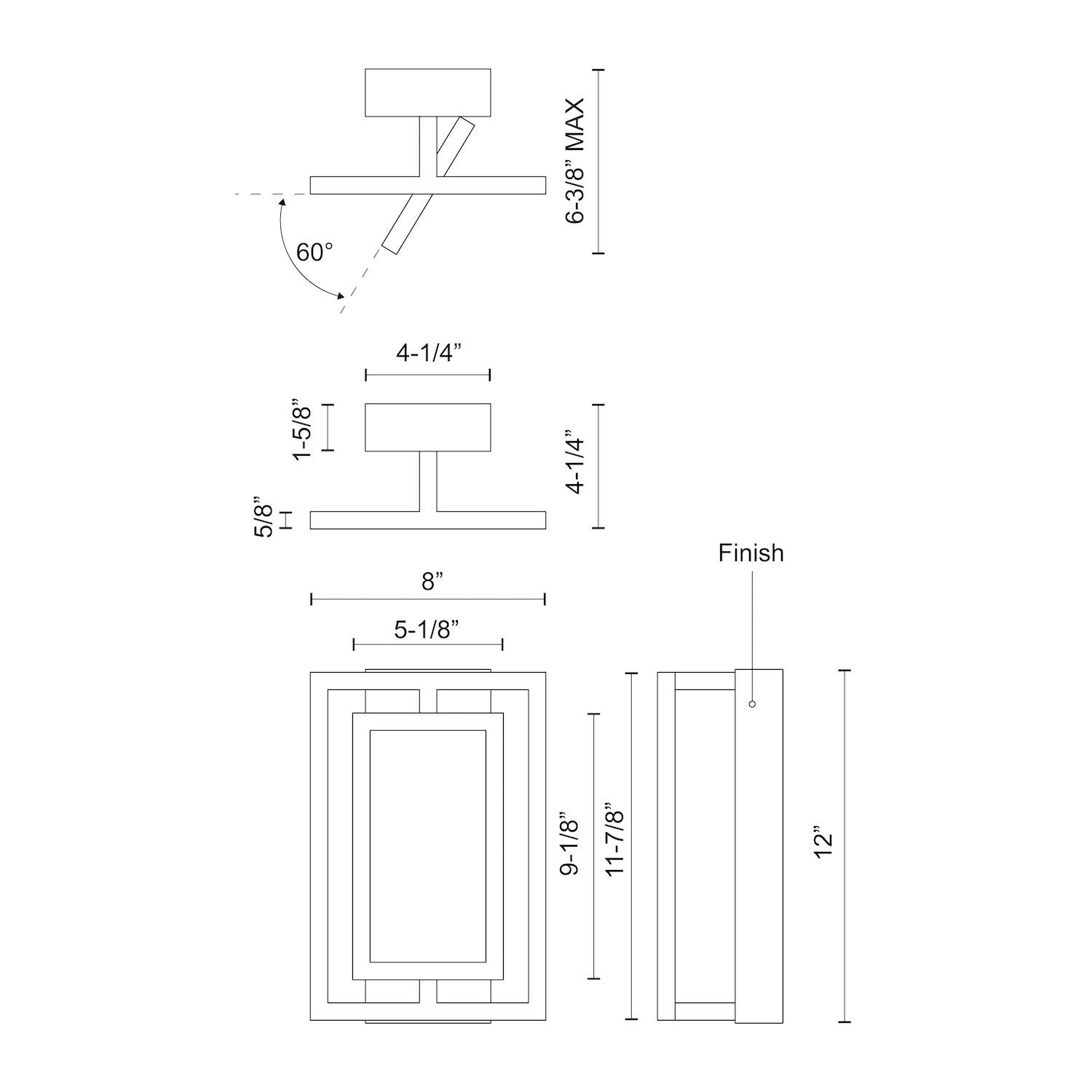 Mondrian 11-in Black LED Semi-Flush Mount