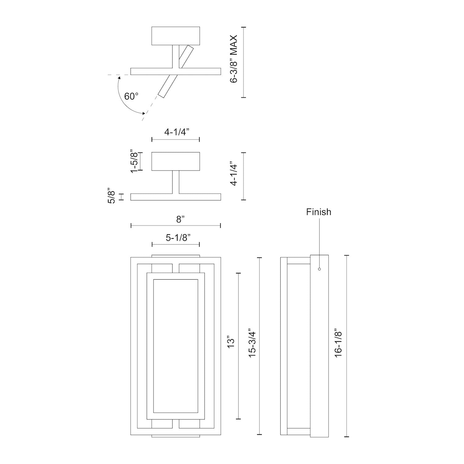 Mondrian Black LED Semi Flush Mount