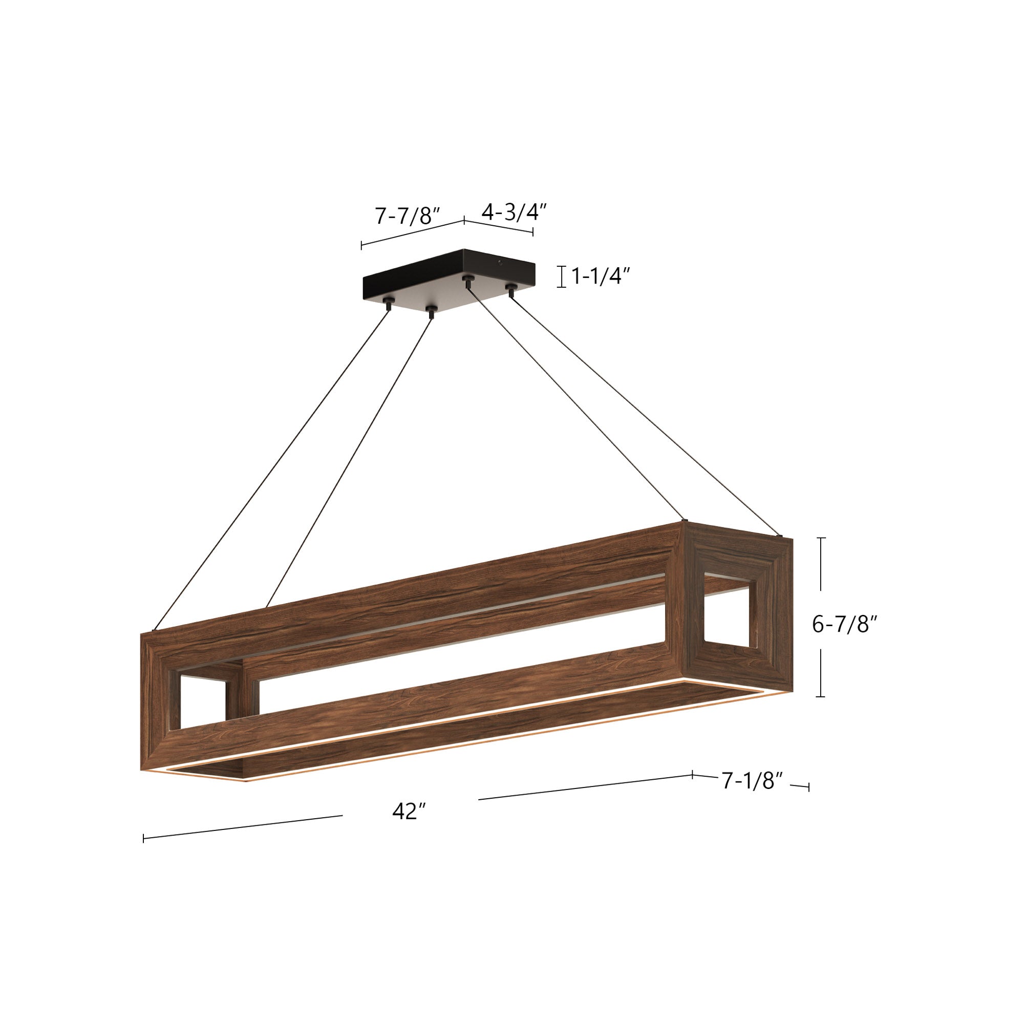 Morina 42-in Walnut LED Linear Pendant
