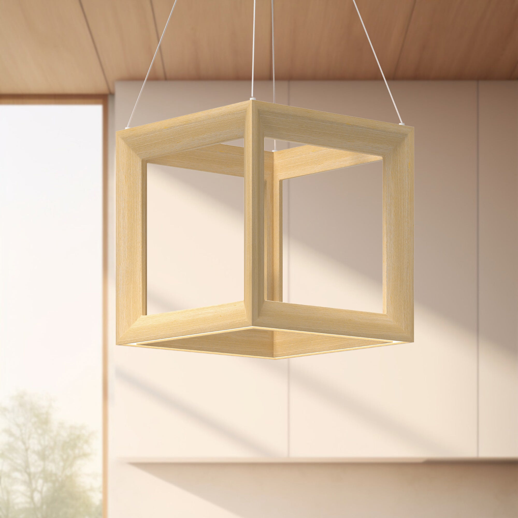 Morina 12-in White Oak LED Pendant