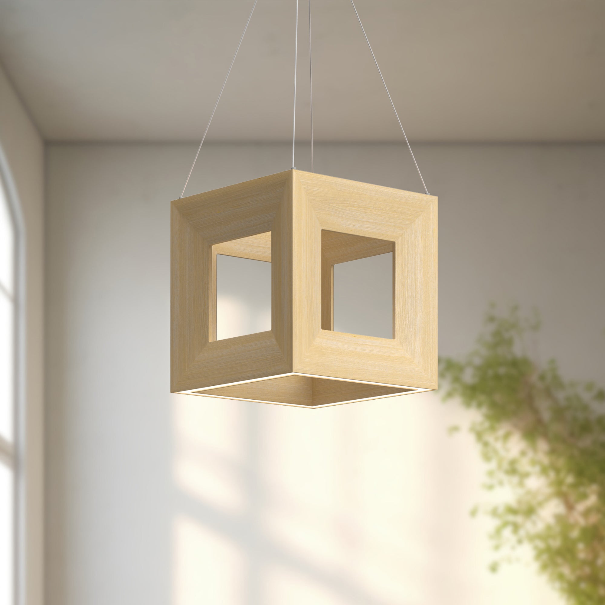 Morina 12-in White Oak LED Pendant