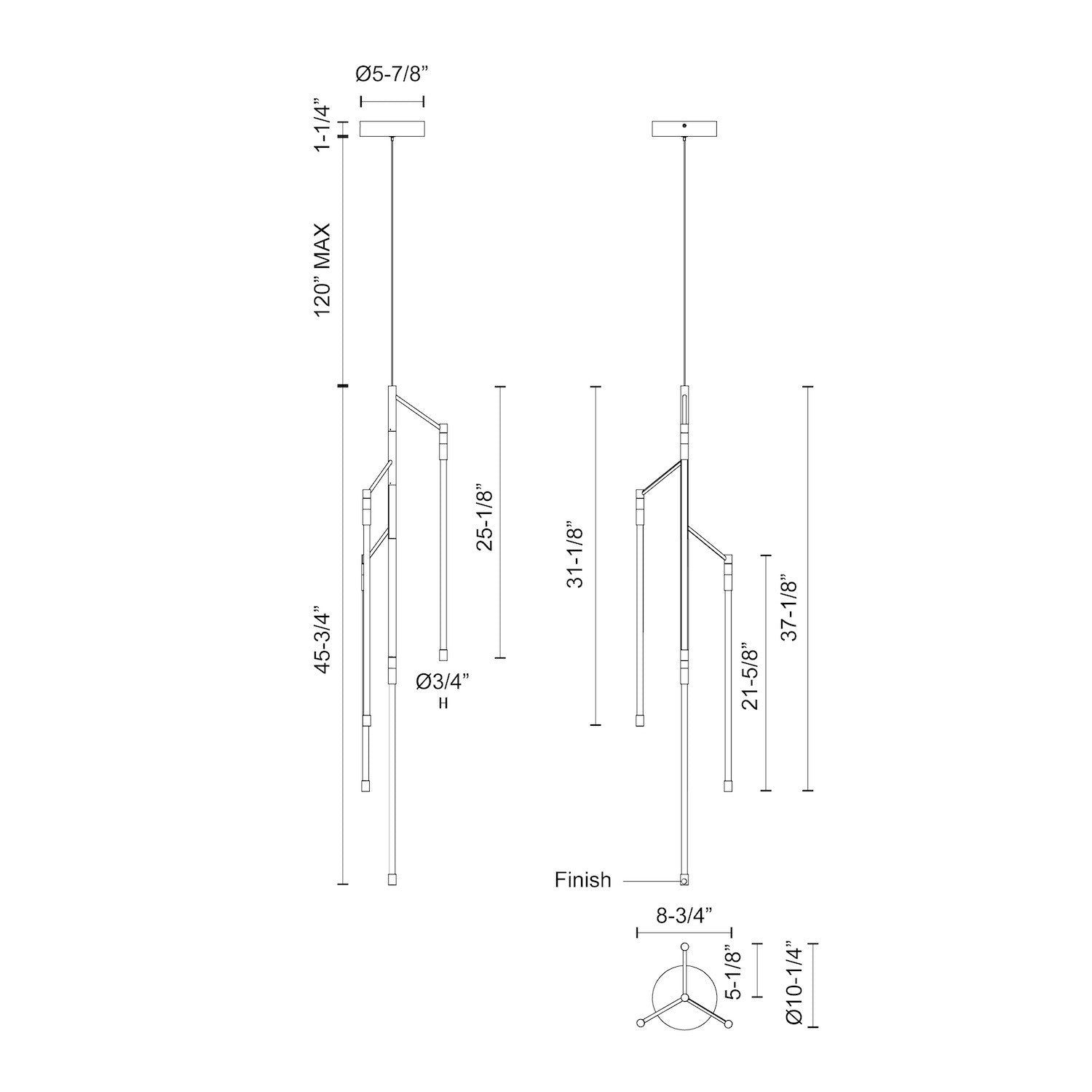 Motif 46-in Black LED Pendant