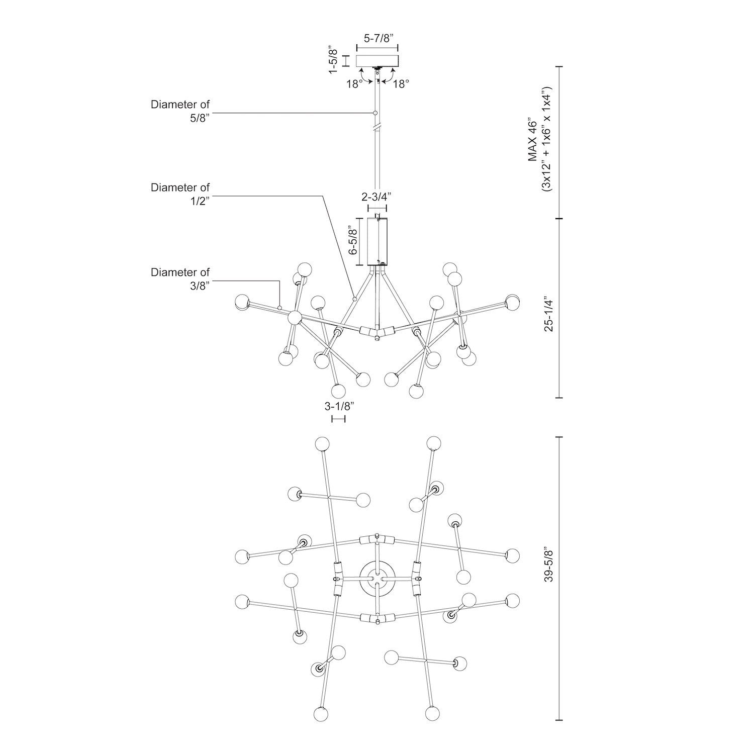 Moto 39-in Black LED Chandeliers