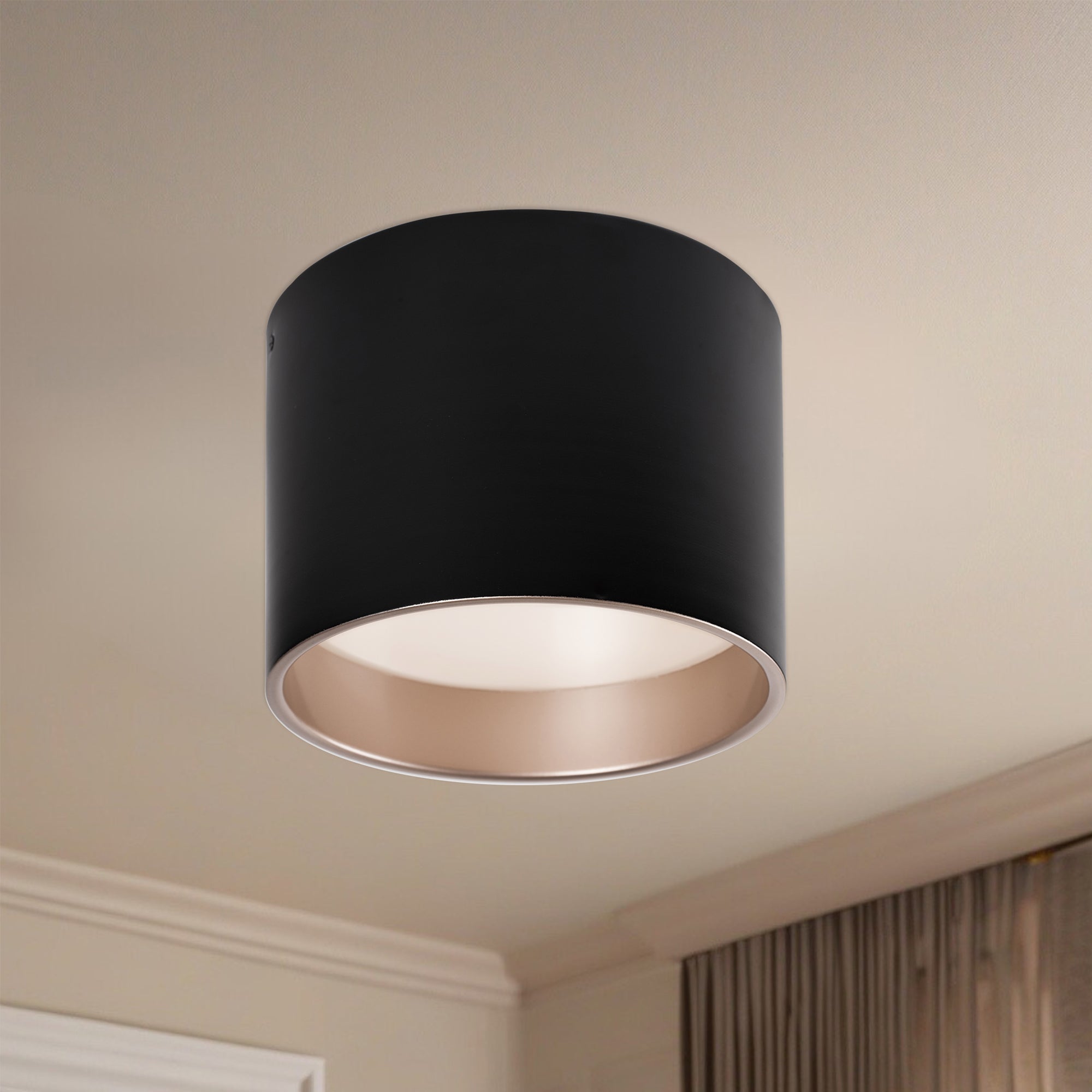 Mousinni 10-in Black LED Flush Mount