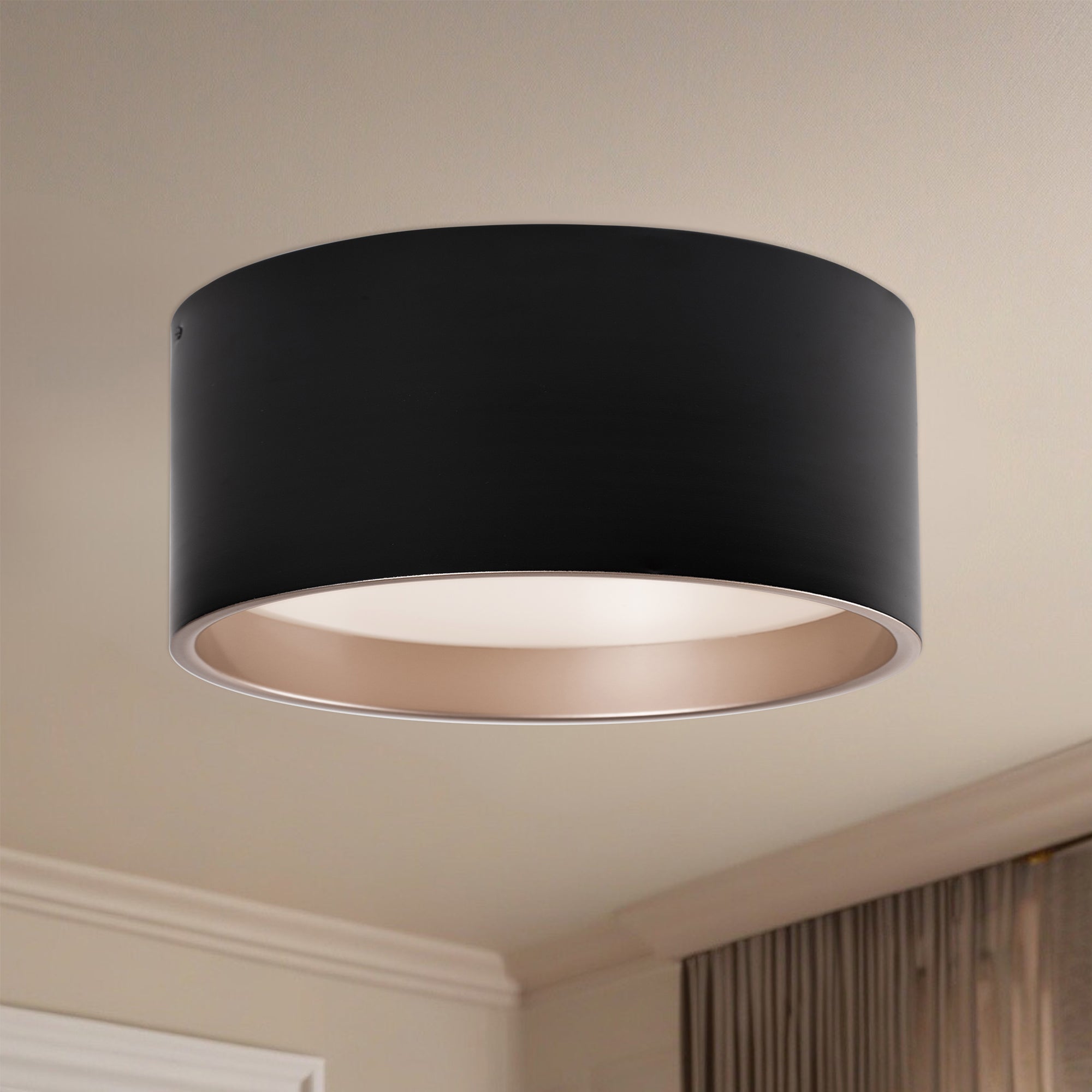 Mousinni 18-in Black LED Flush Mount
