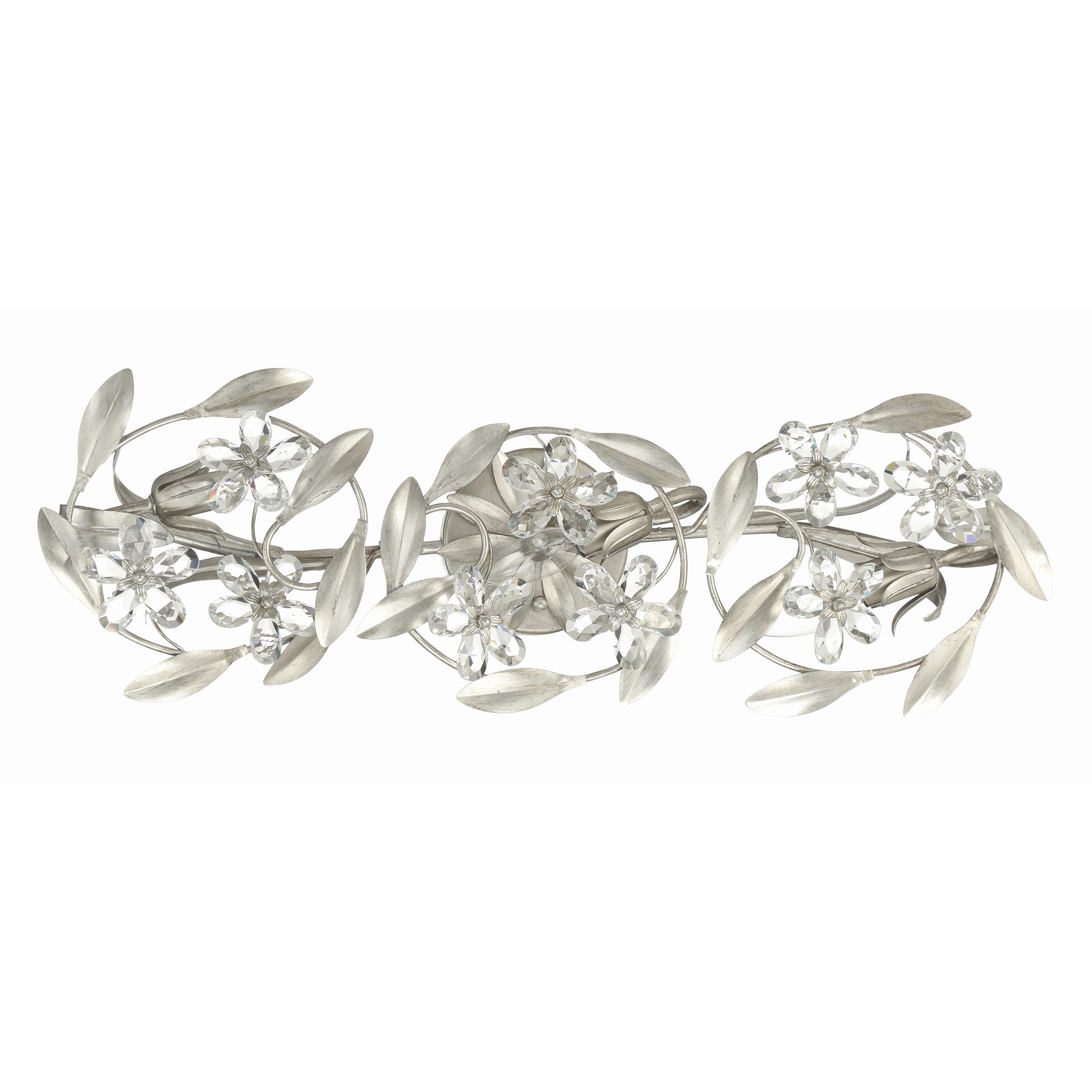 Crystorama Marselle MSL-303-SA – 26 Inch – 3 Light – Bath Vanity Light – Antique Silver – Damp Rated