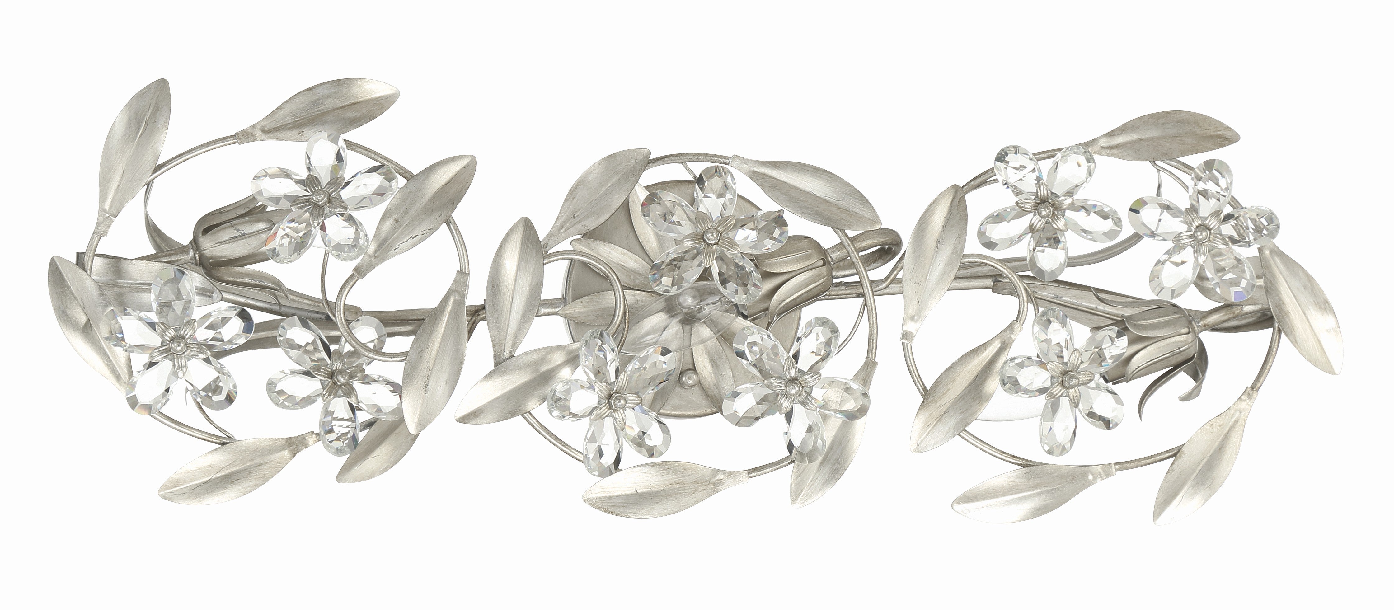 Crystorama Marselle MSL-303-SA – 26 Inch – 3 Light – Bath Vanity Light – Antique Silver – Damp Rated