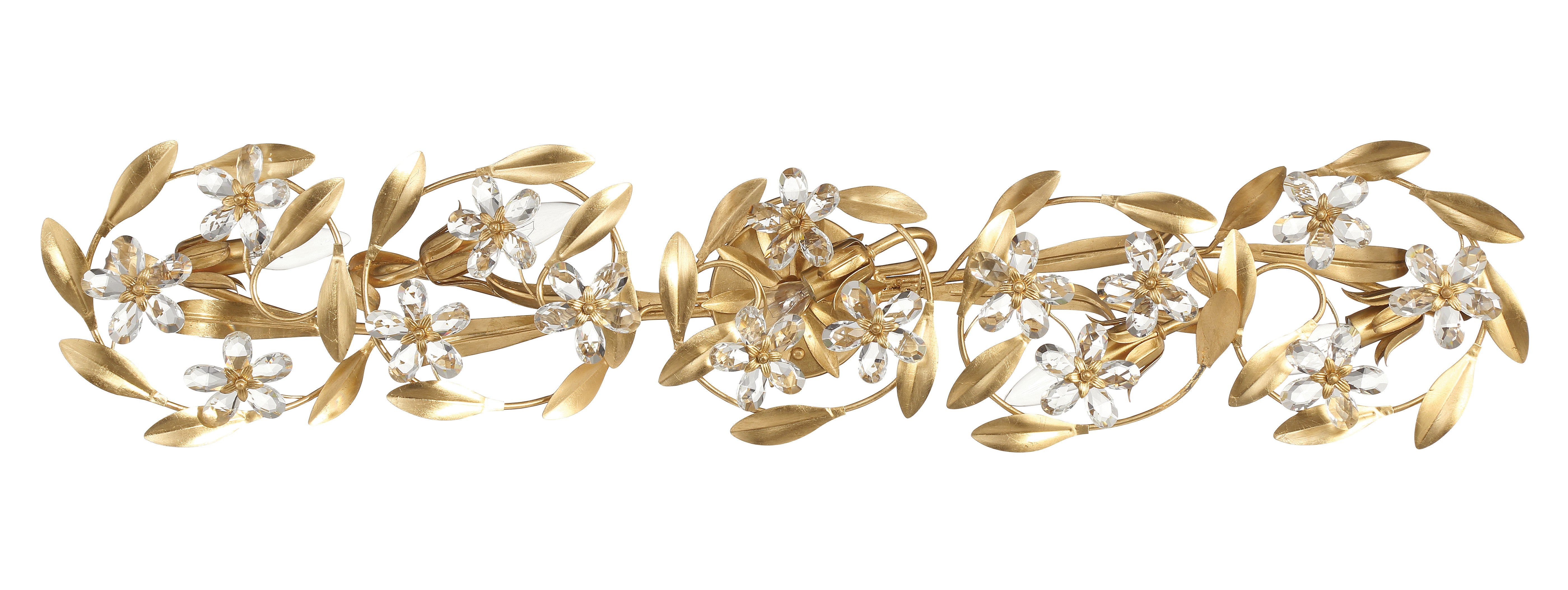 Crystorama Marselle MSL-305-GA – 42 Inch – 5 Light – Bath Vanity Light – Antique Gold – Damp Rated